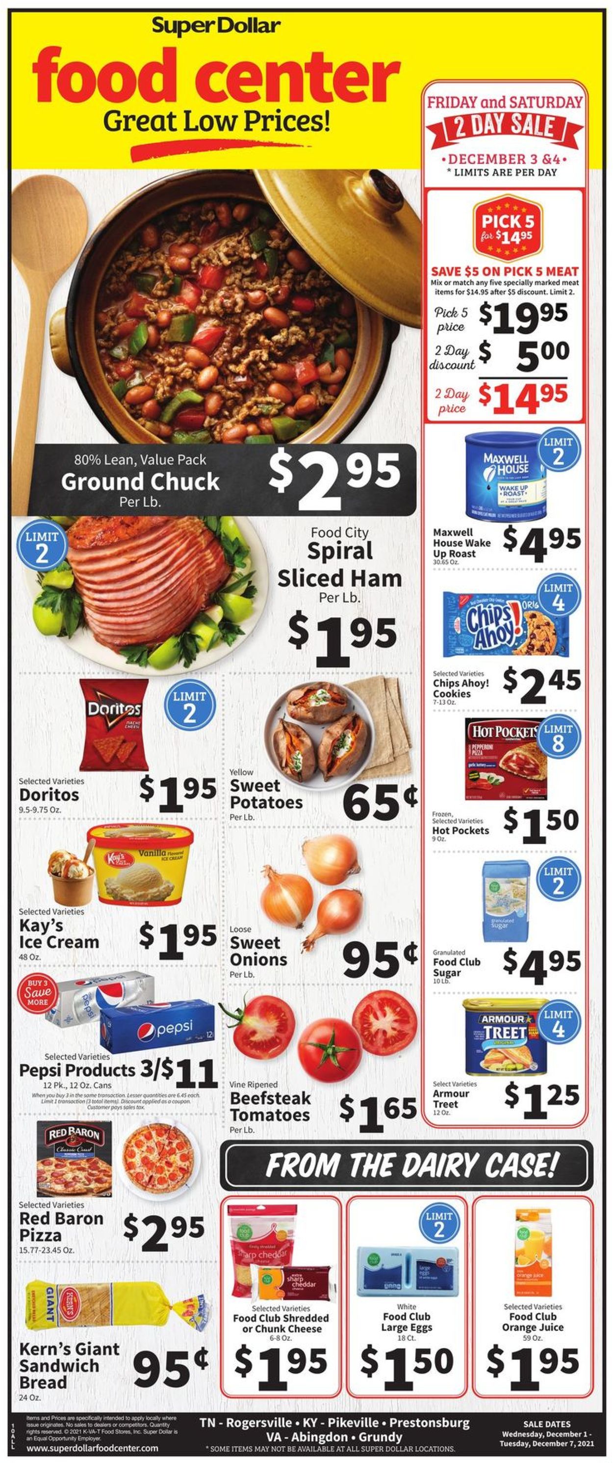 Super Dollar Food Center Ad from 12/01/2021