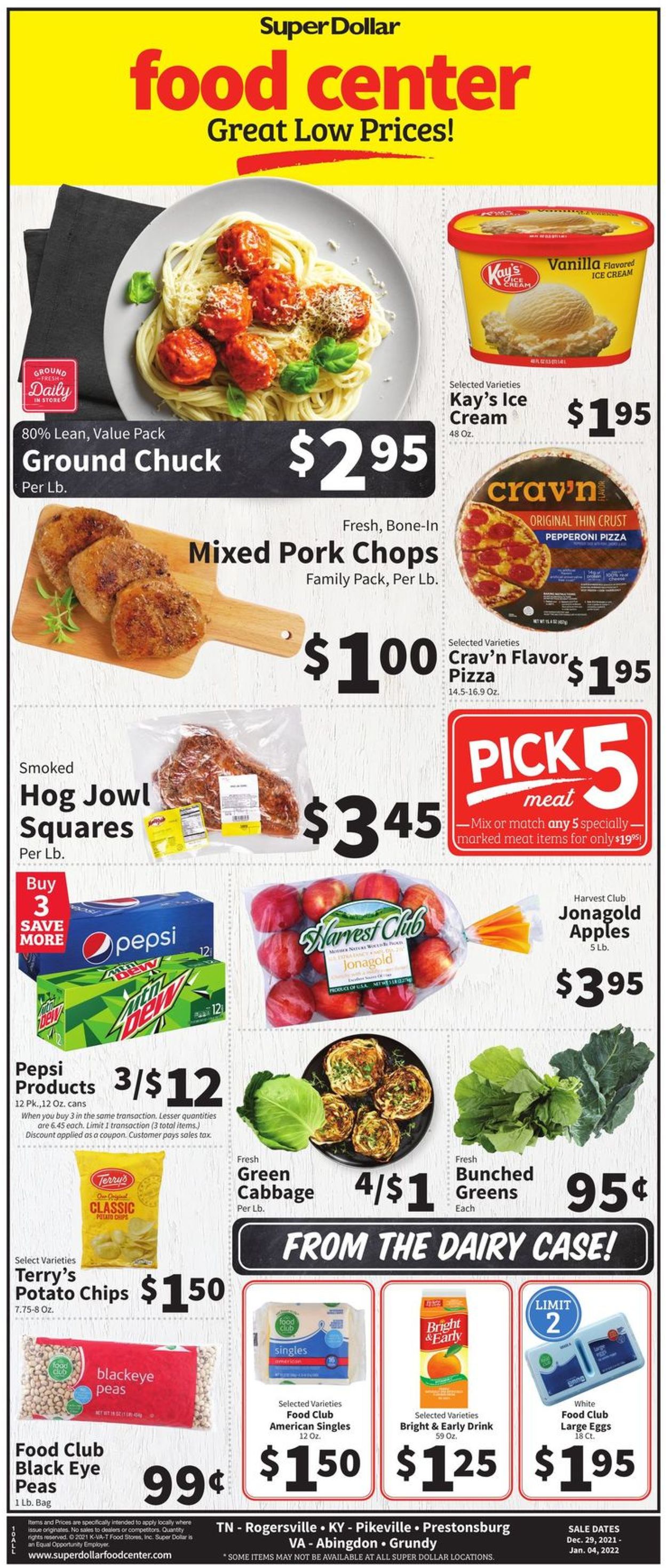 Super Dollar Food Center Ad from 12/29/2021