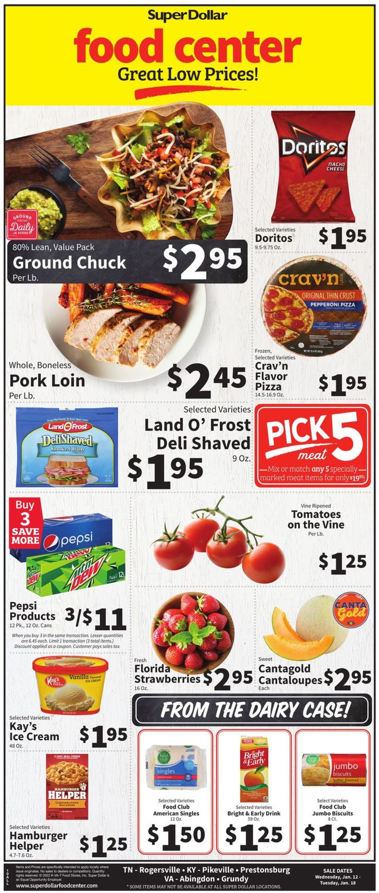 Super Dollar Food Center Ad from 01/12/2022