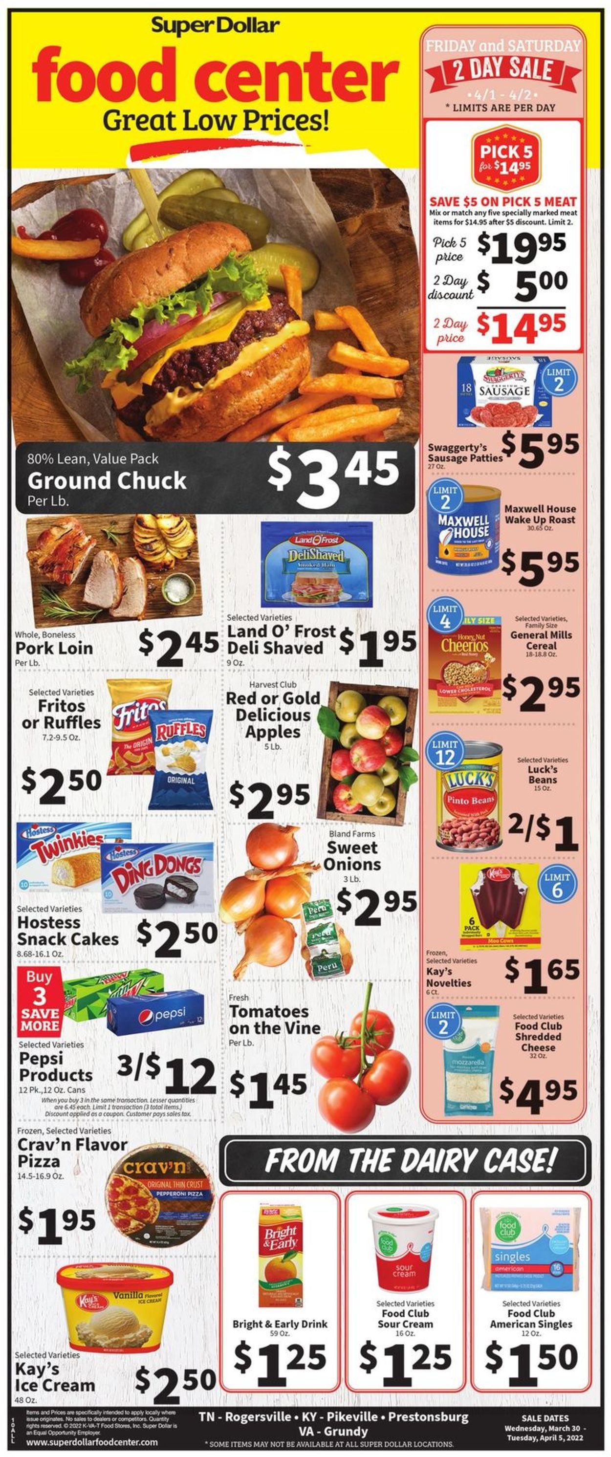 Super Dollar Food Center Ad from 03/30/2022