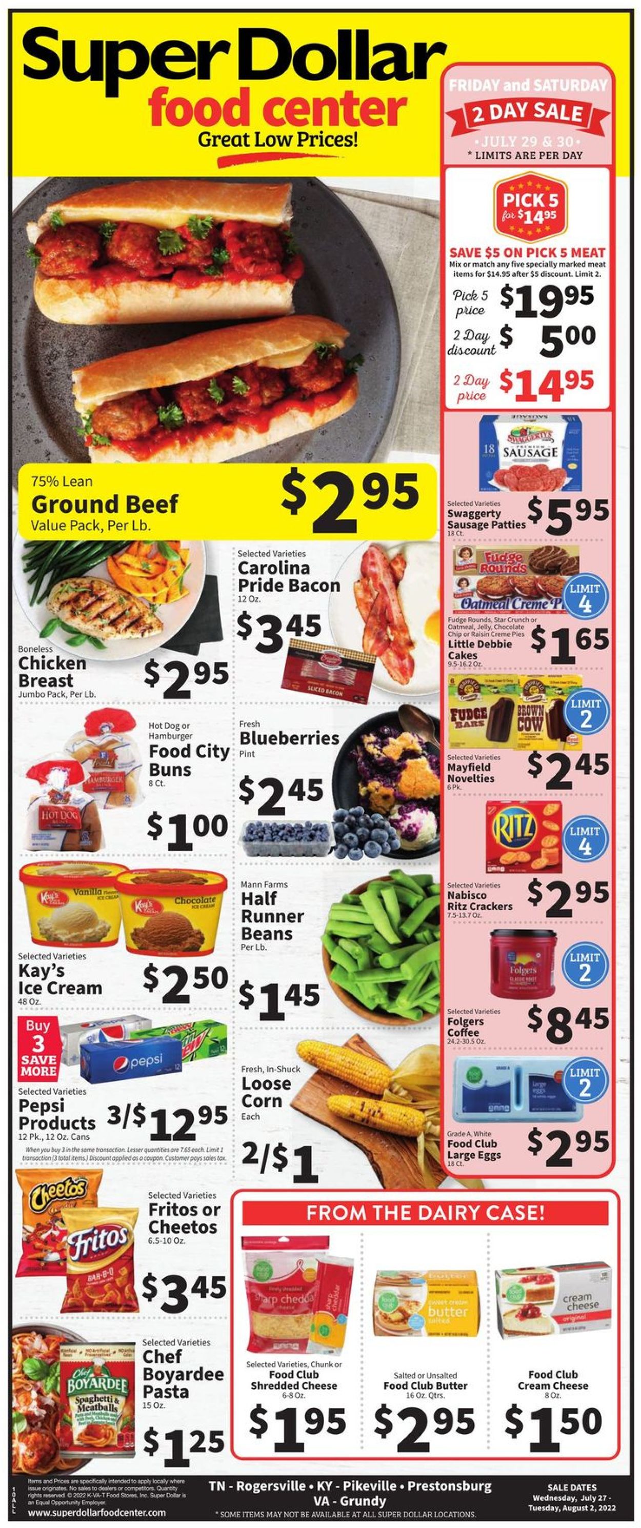 Super Dollar Food Center Ad from 07/27/2022