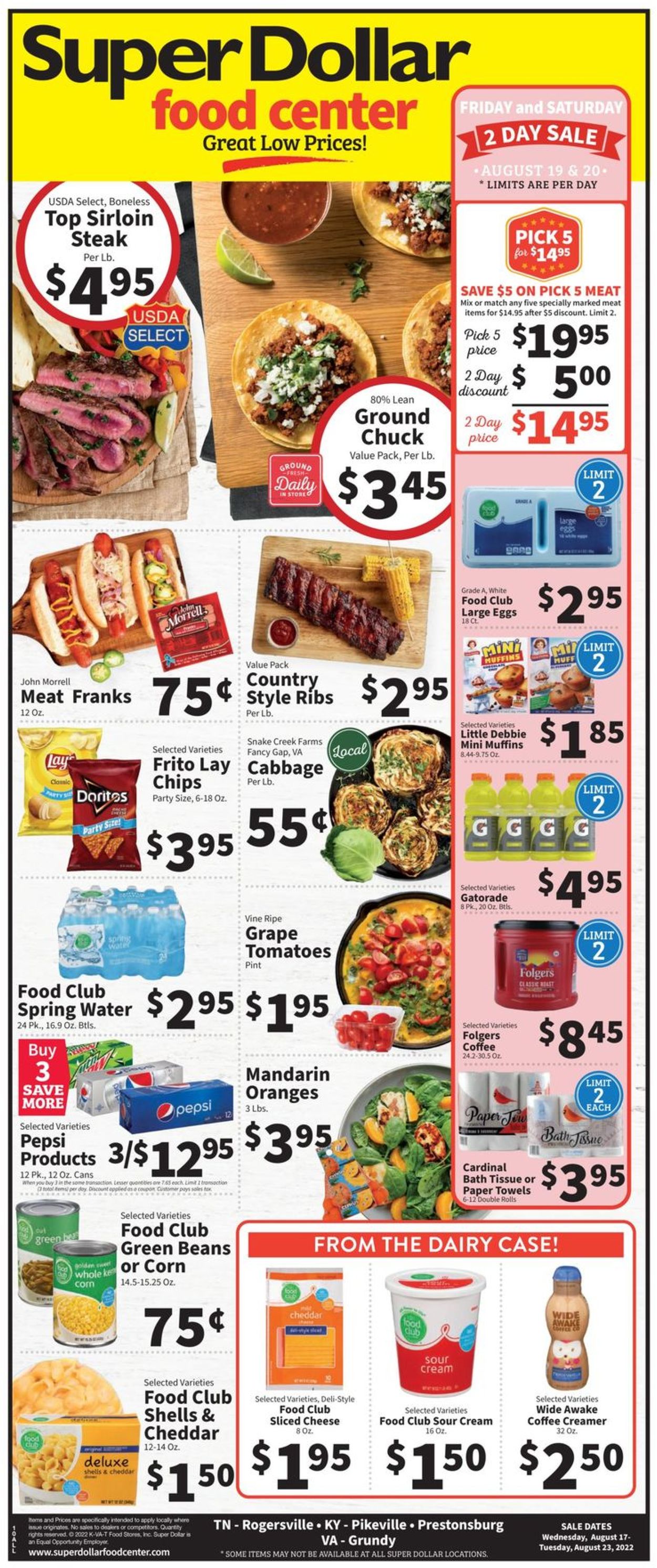 Super Dollar Food Center Ad from 08/17/2022
