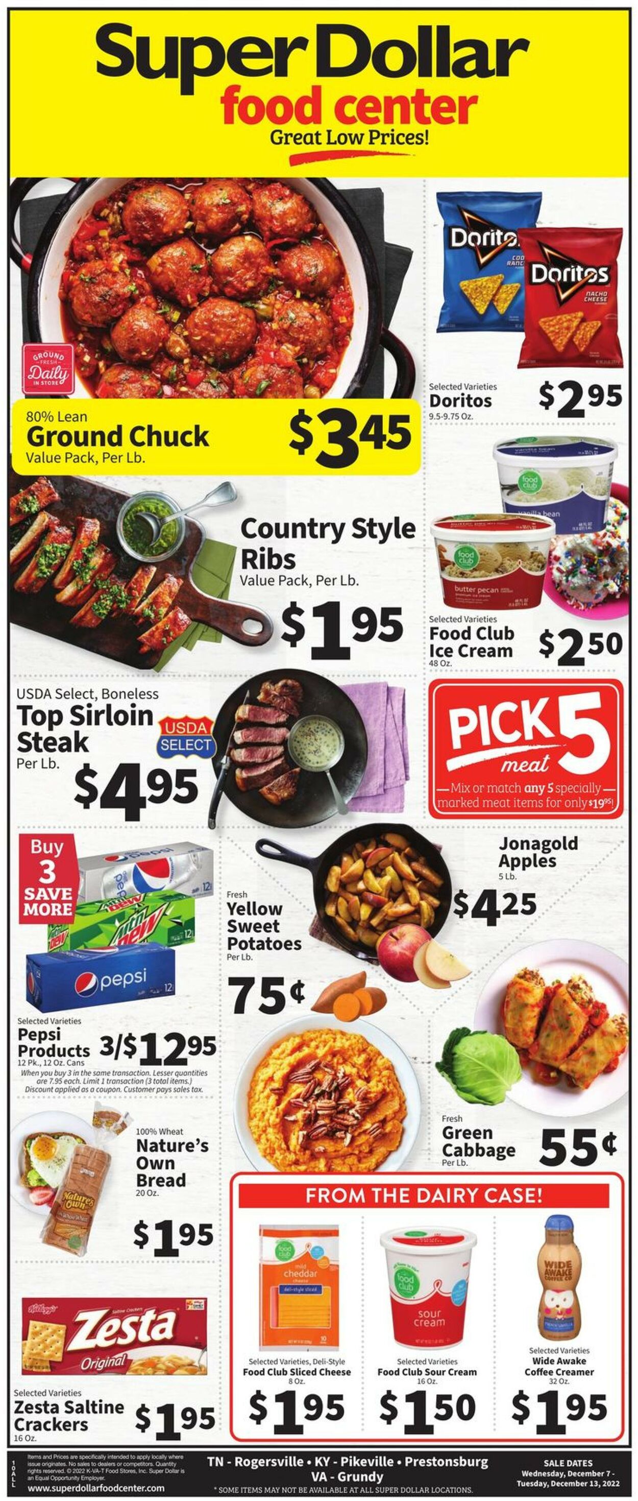 Super Dollar Food Center Ad from 12/07/2022