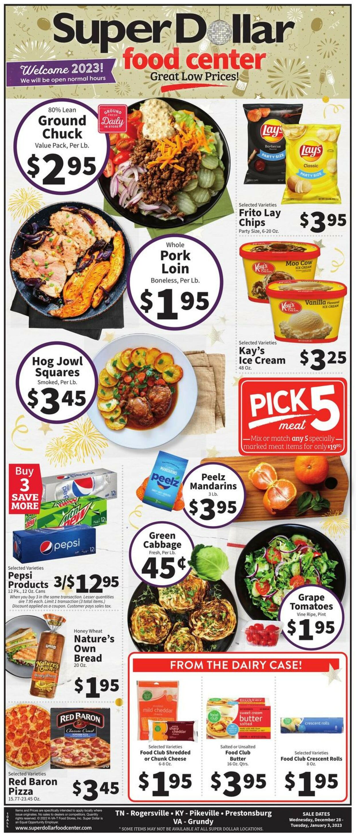 Super Dollar Food Center Ad from 12/28/2022