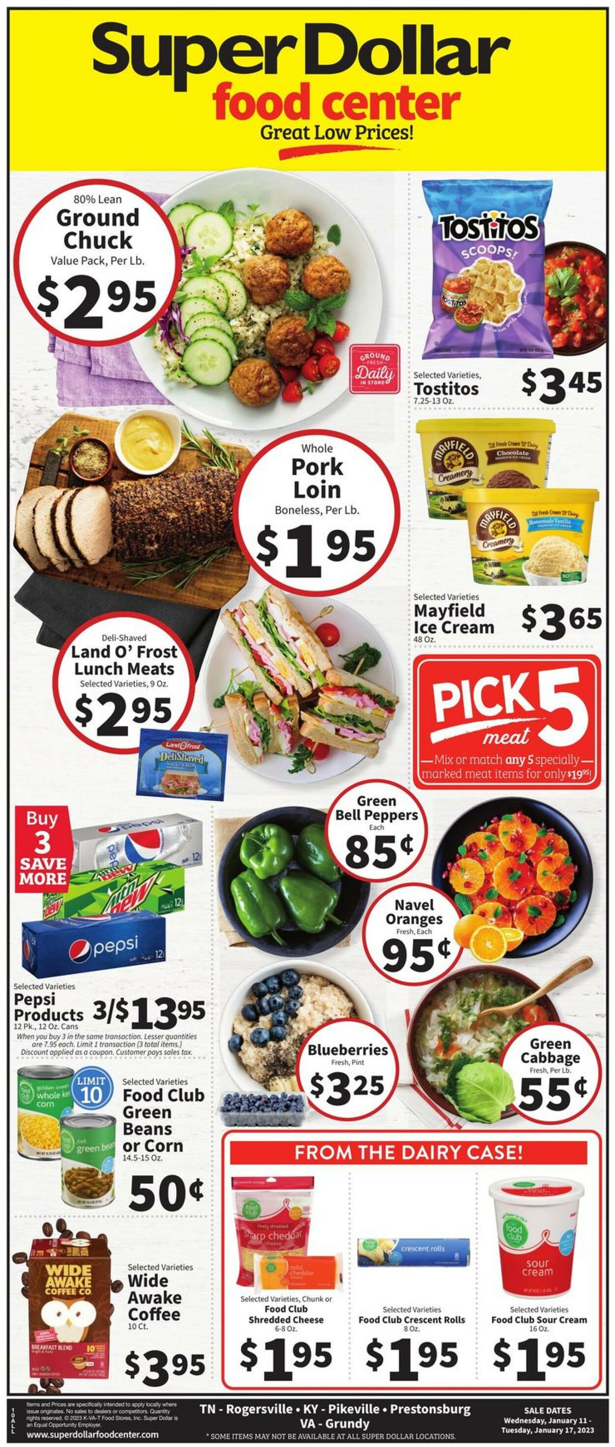 Super Dollar Food Center Ad from 01/11/2023