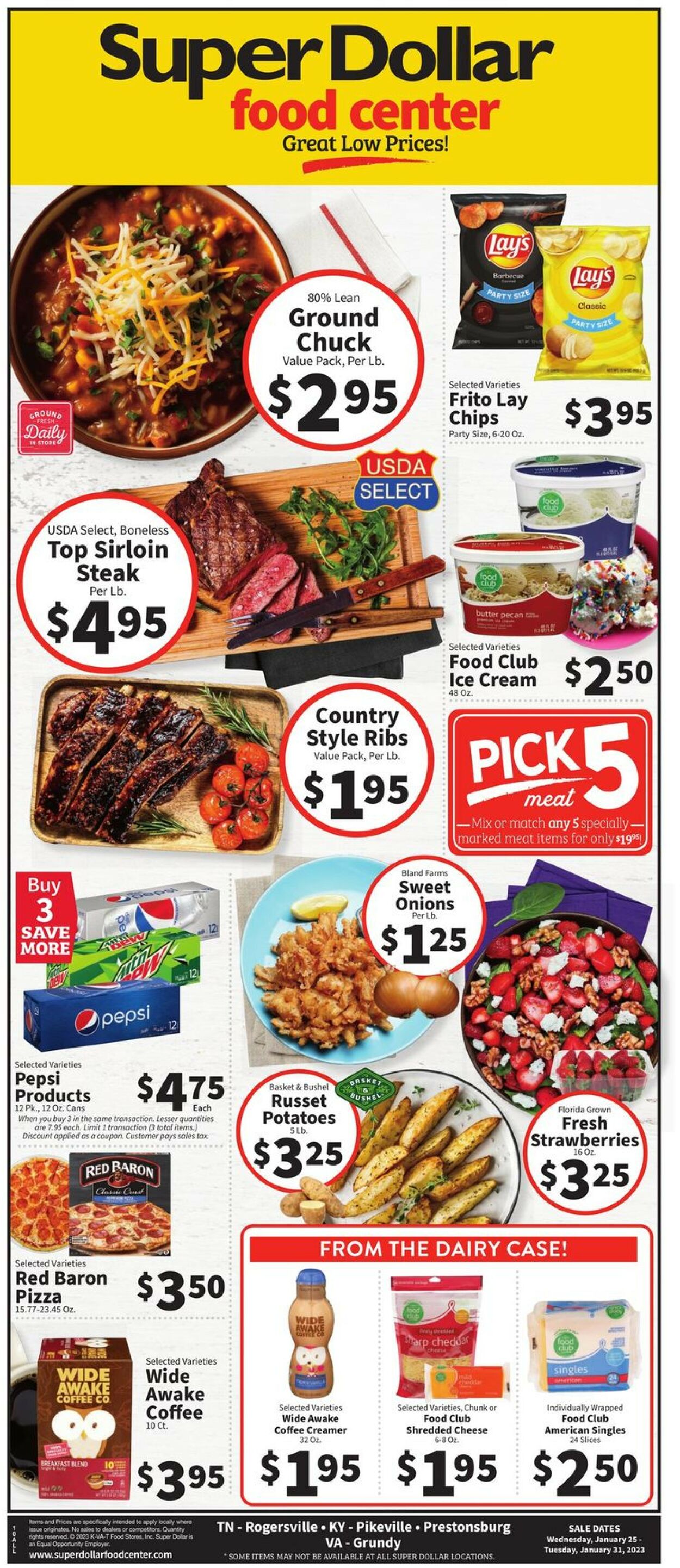 Super Dollar Food Center Ad from 01/25/2023