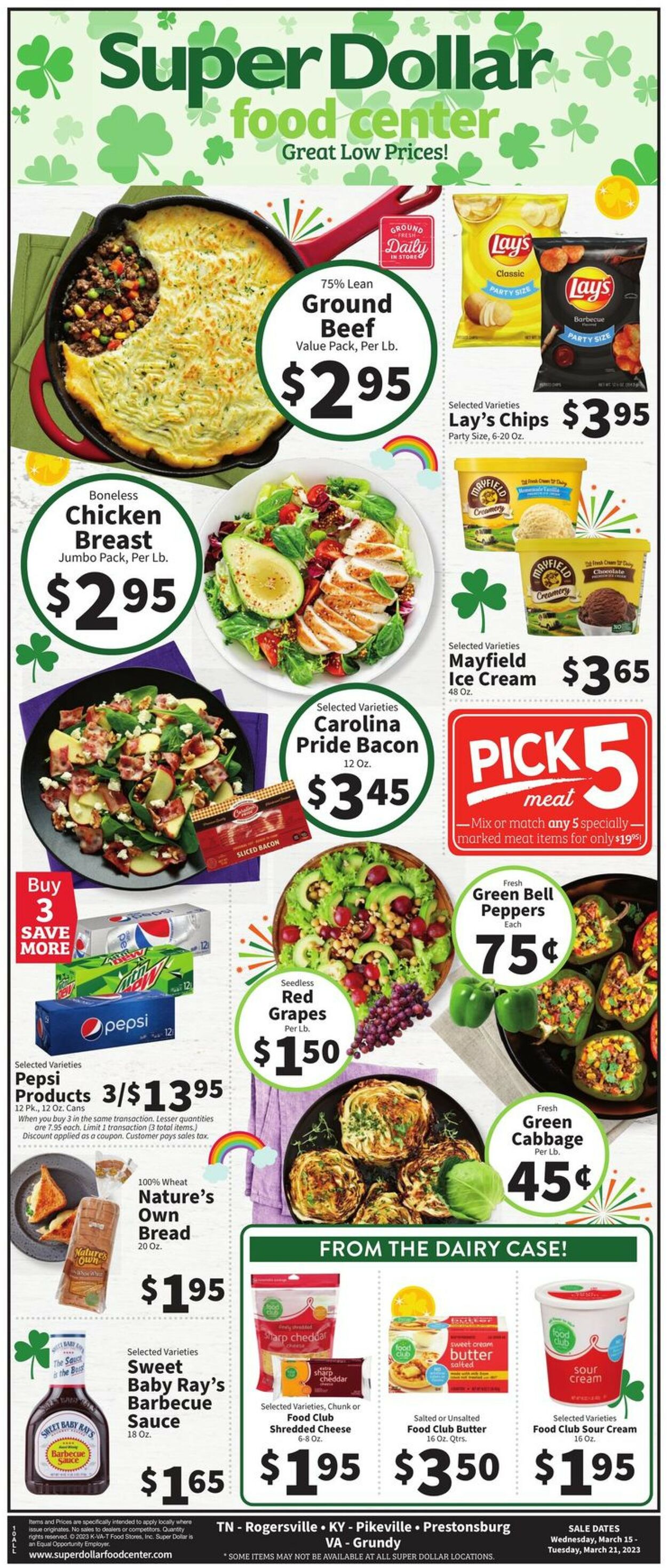 Super Dollar Food Center Ad from 03/15/2023