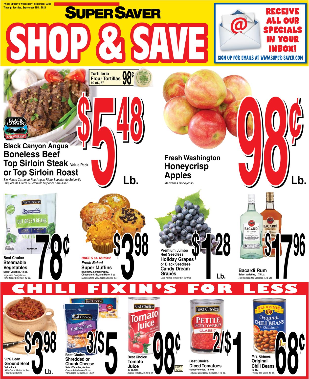 Super Saver Ad from 09/22/2021