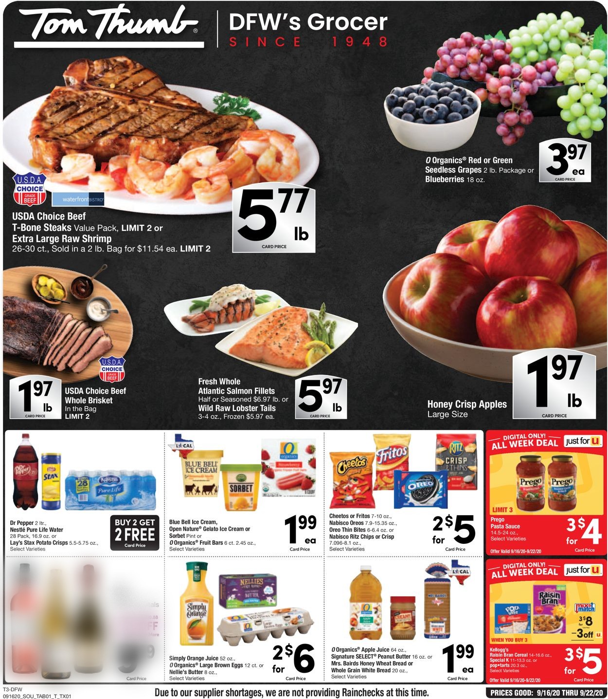 Tom Thumb Ad from 09/16/2020