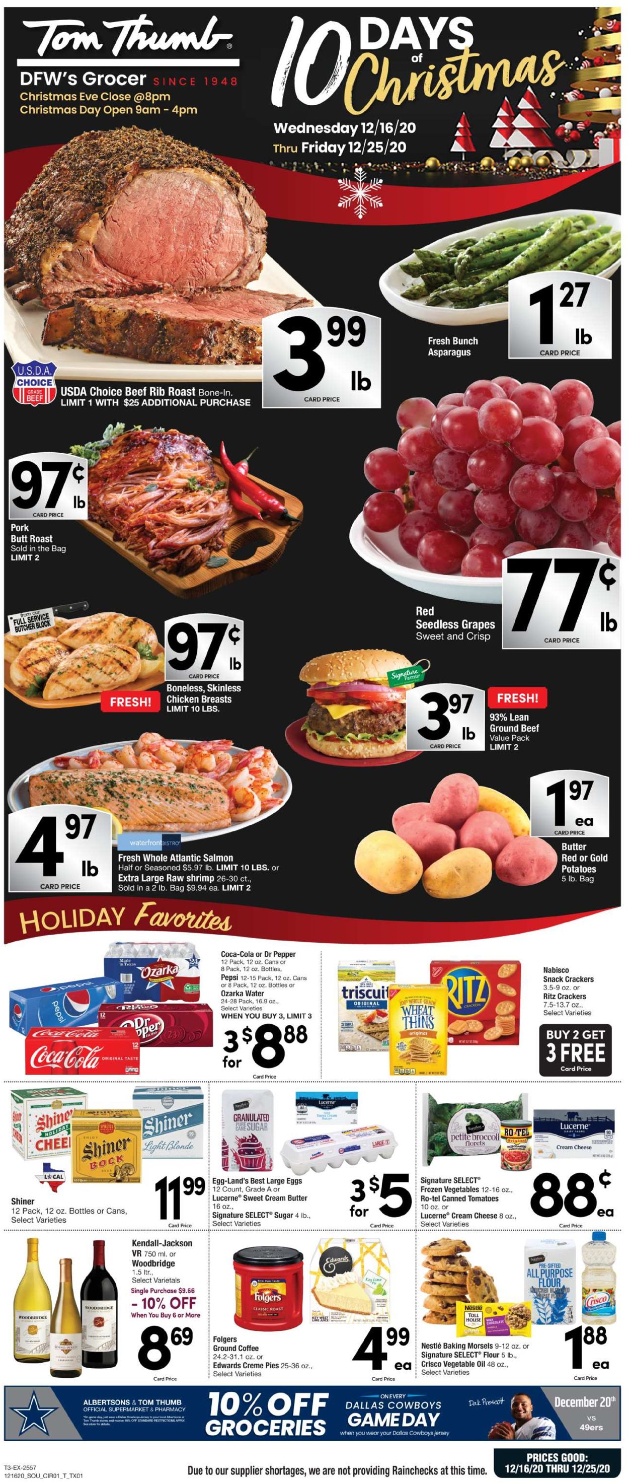 Tom Thumb Ad from 12/16/2020