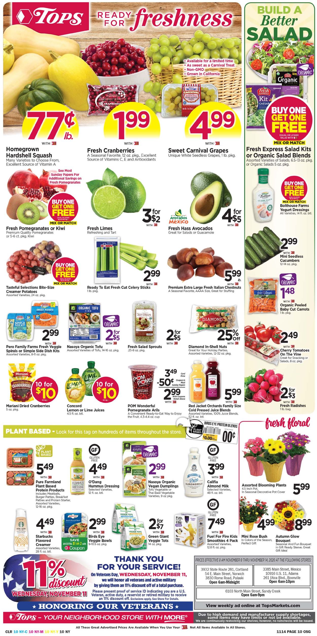 Tops Friendly Markets Ad from 11/08/2020