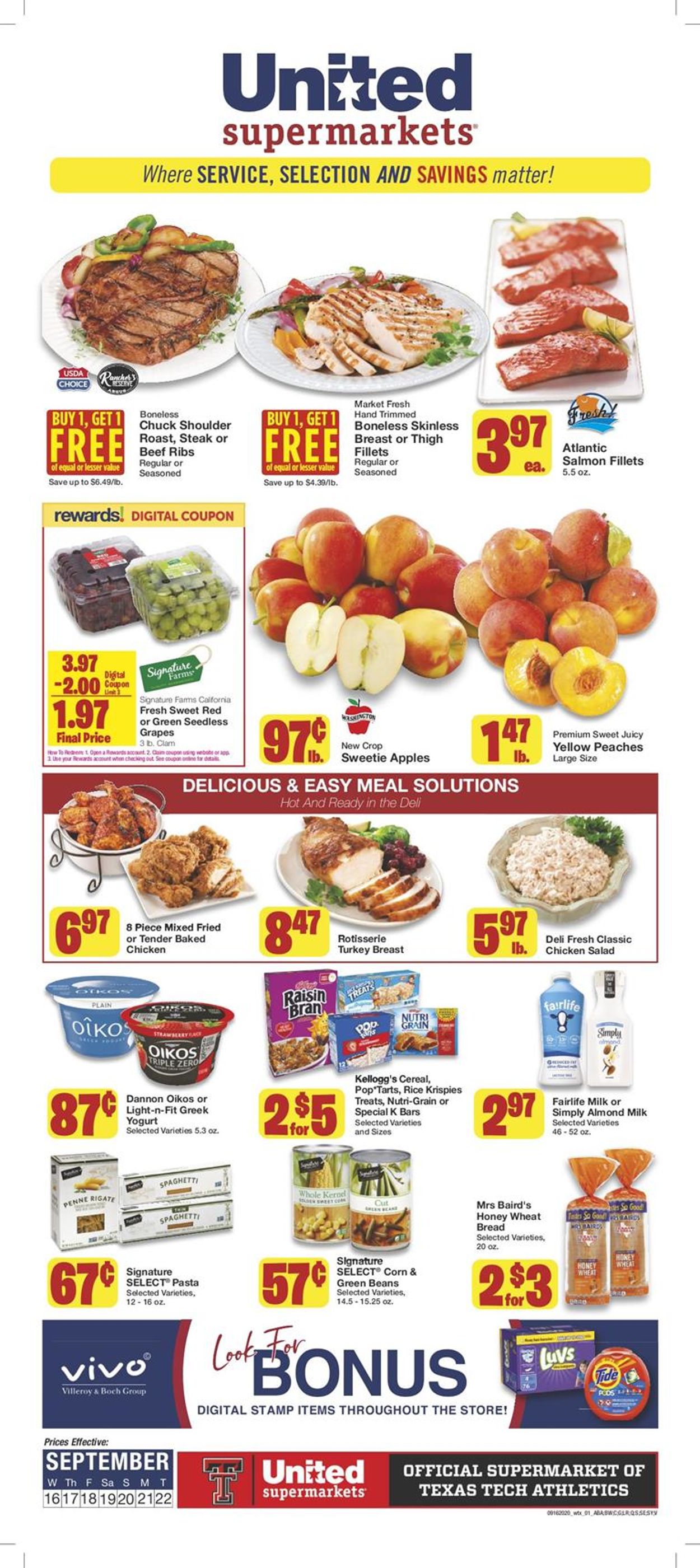 United Supermarkets Ad from 09/16/2020
