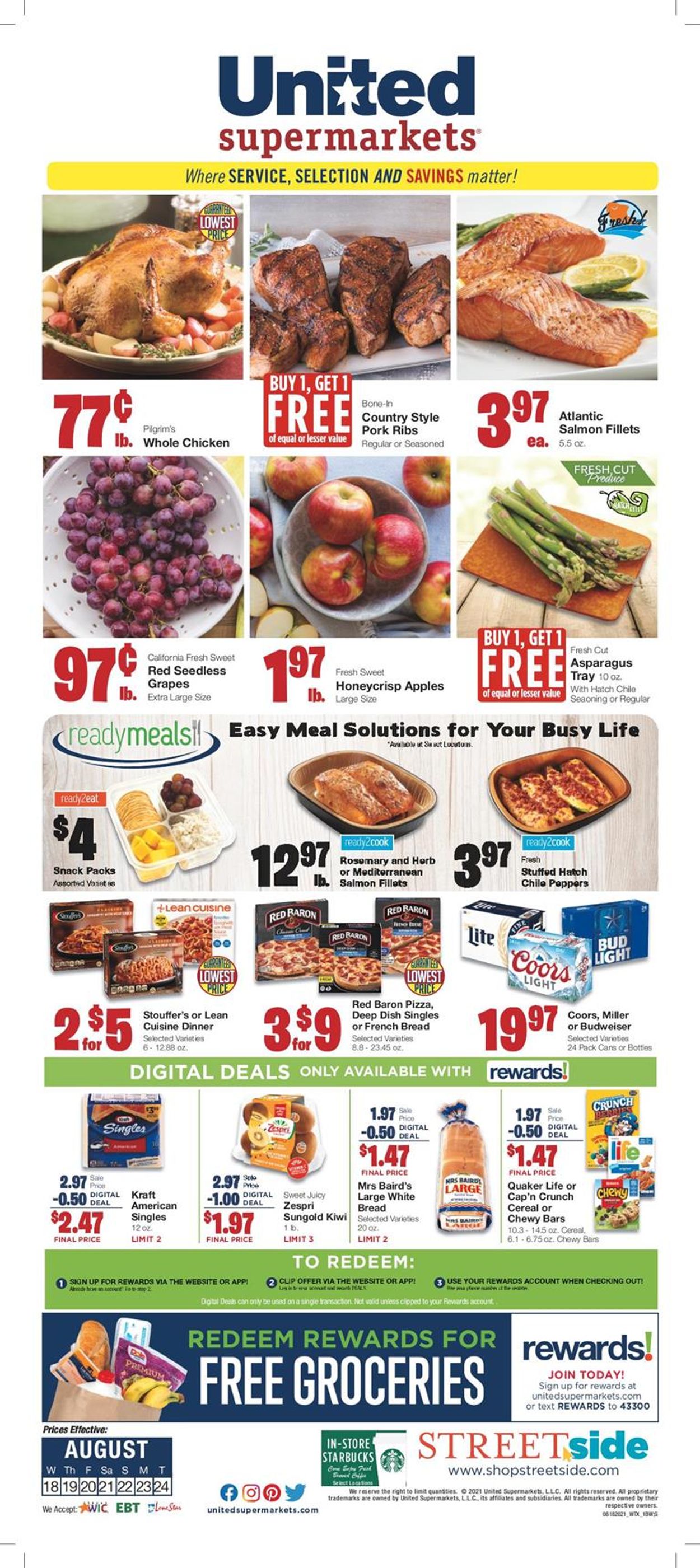 United Supermarkets Ad from 08/18/2021