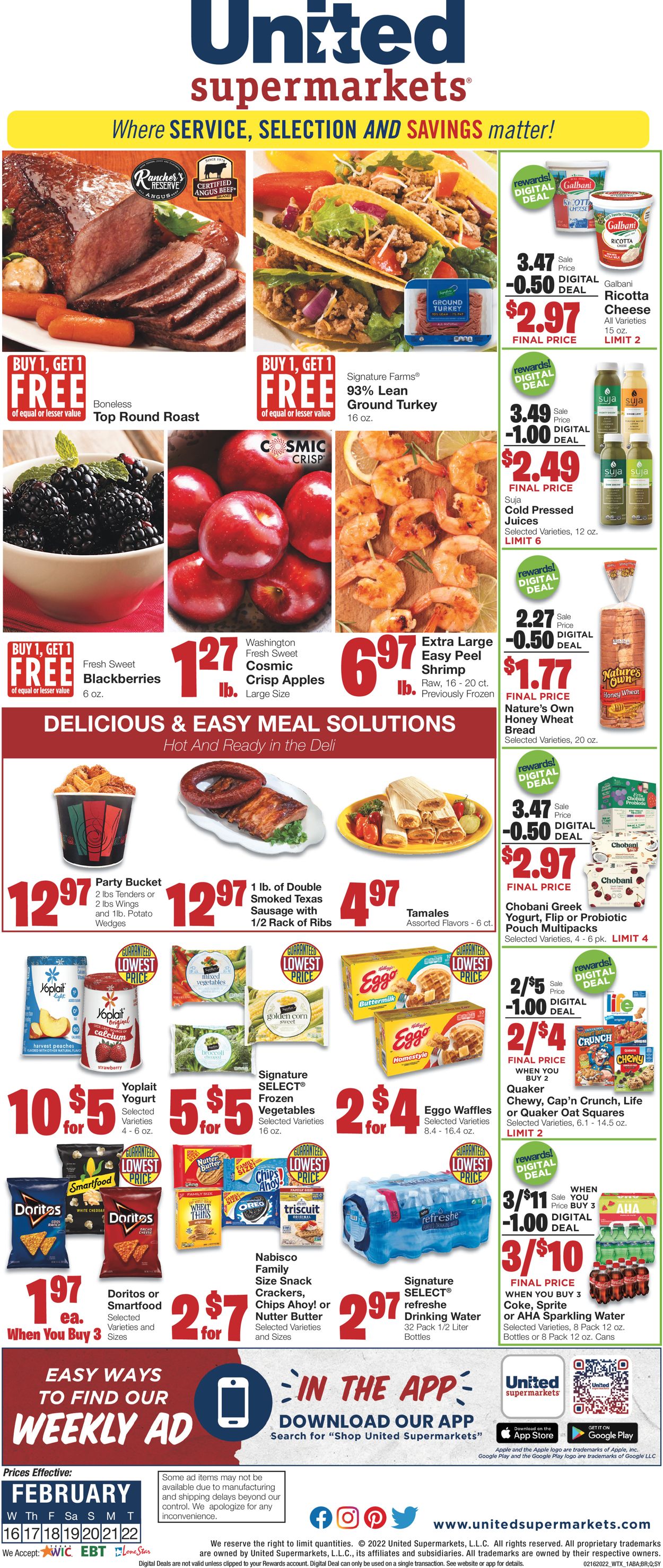 United Supermarkets Ad from 02/16/2022