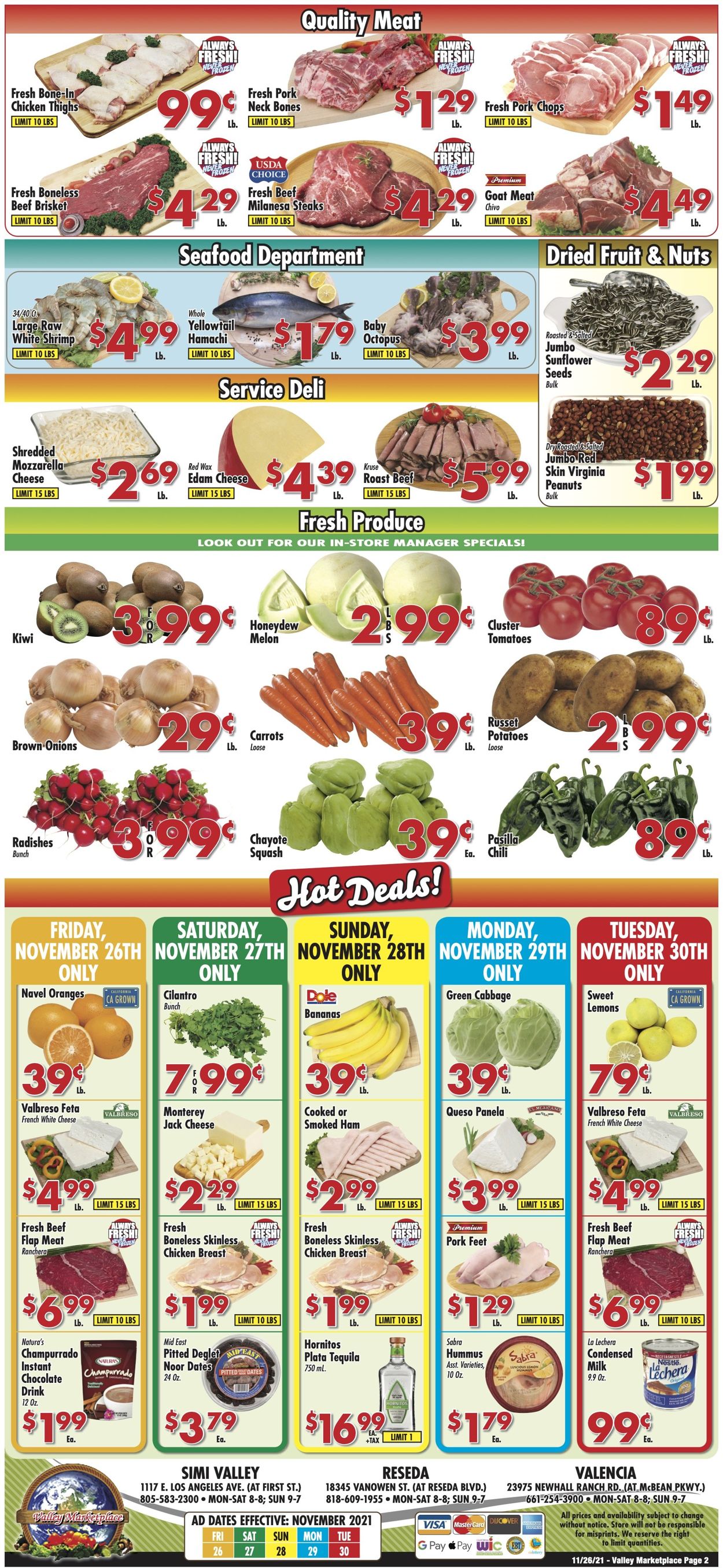Valley Marketplace Ad from 11/26/2021
