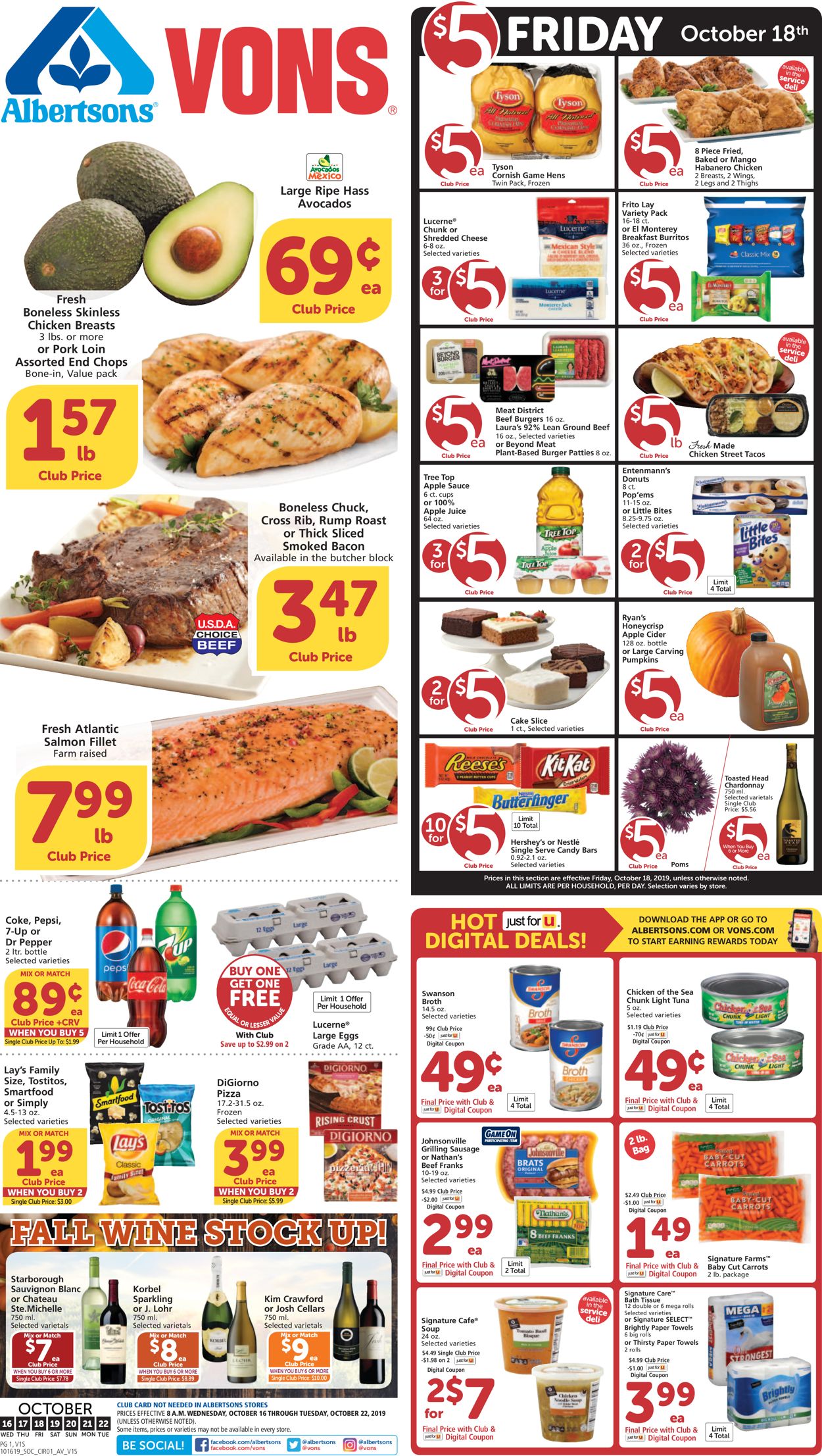 Vons Ad from 10/16/2019