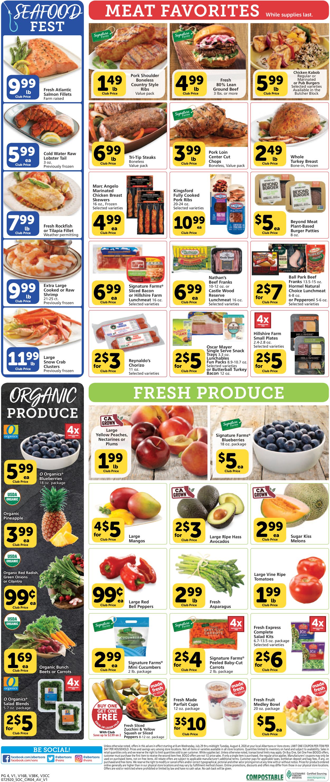 Vons Ad from 07/29/2020