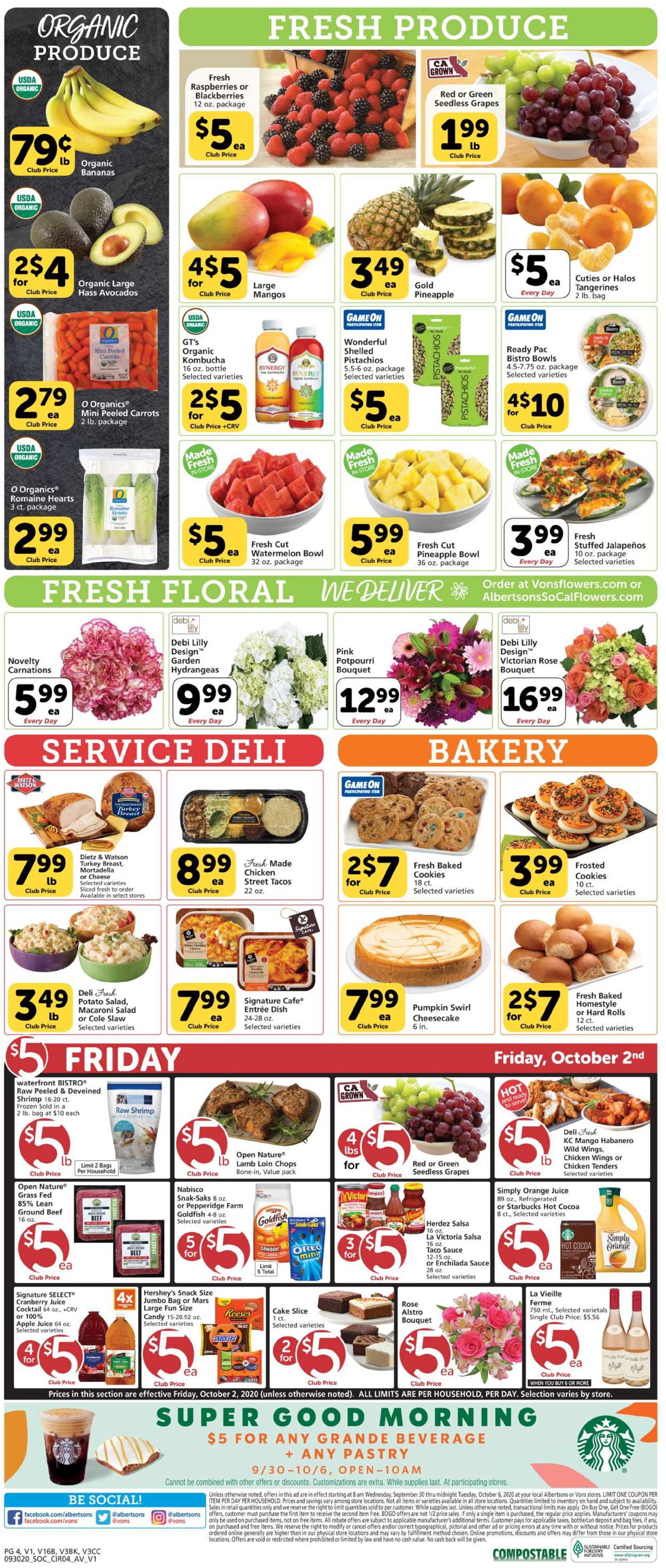 Vons Ad from 09/30/2020