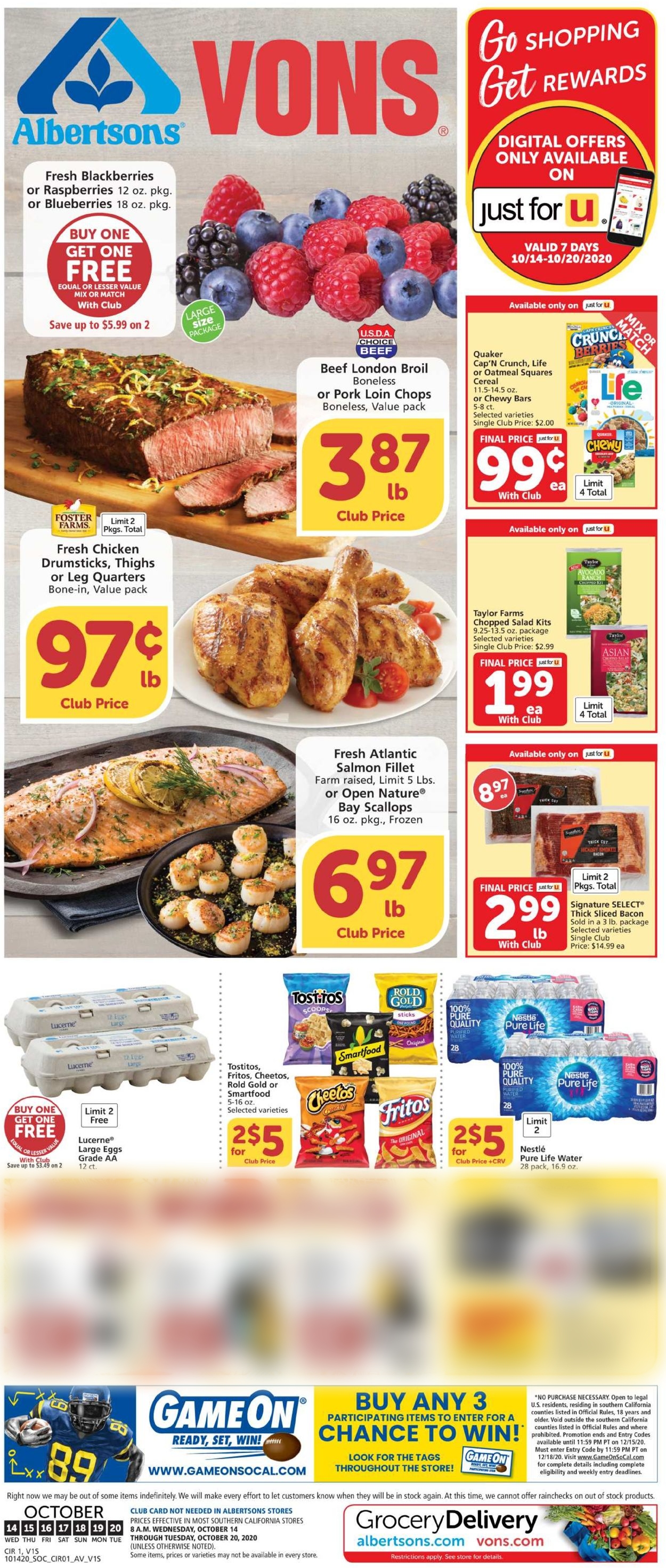 Vons Ad from 10/14/2020