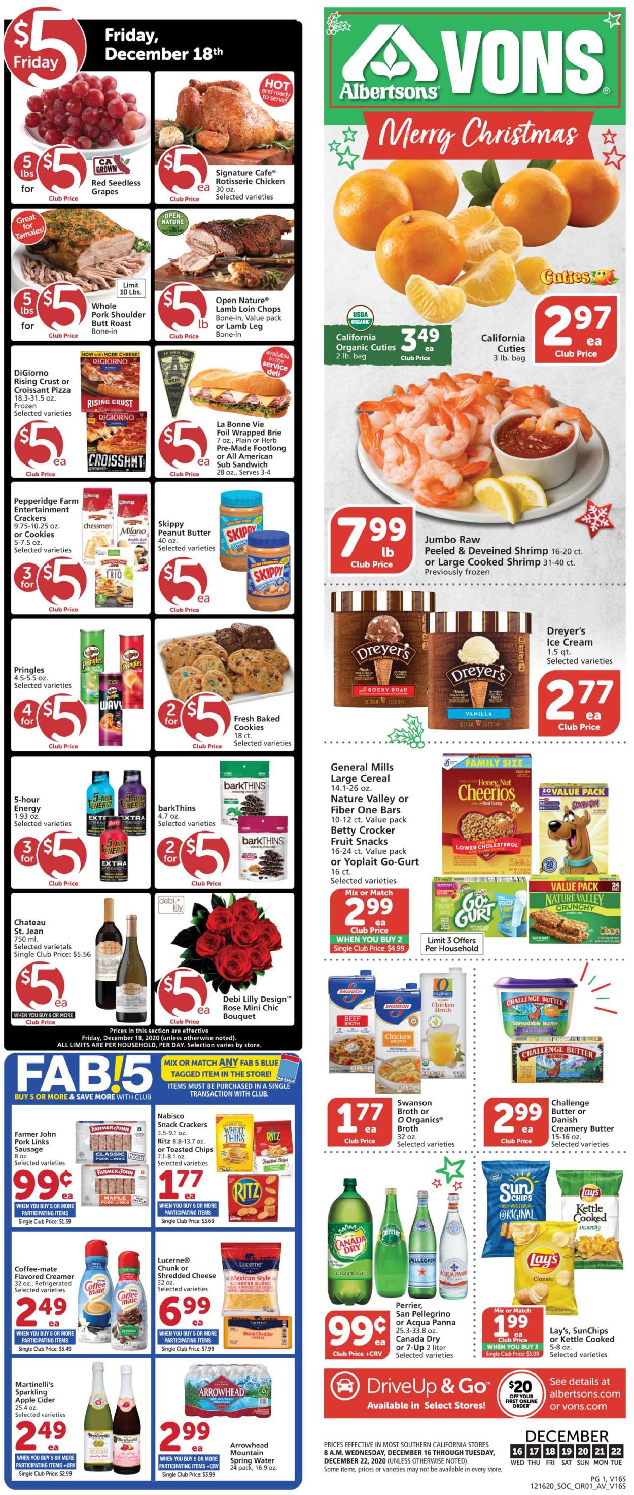 Vons Ad from 12/16/2020