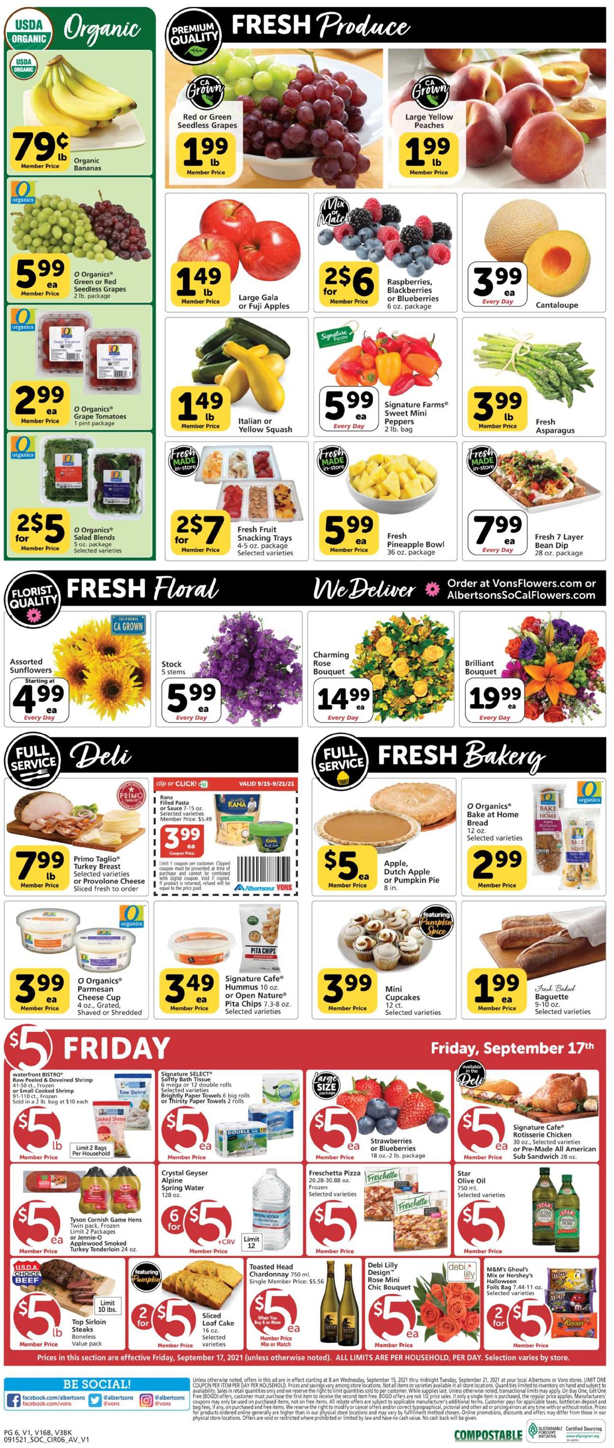Vons Ad from 09/15/2021