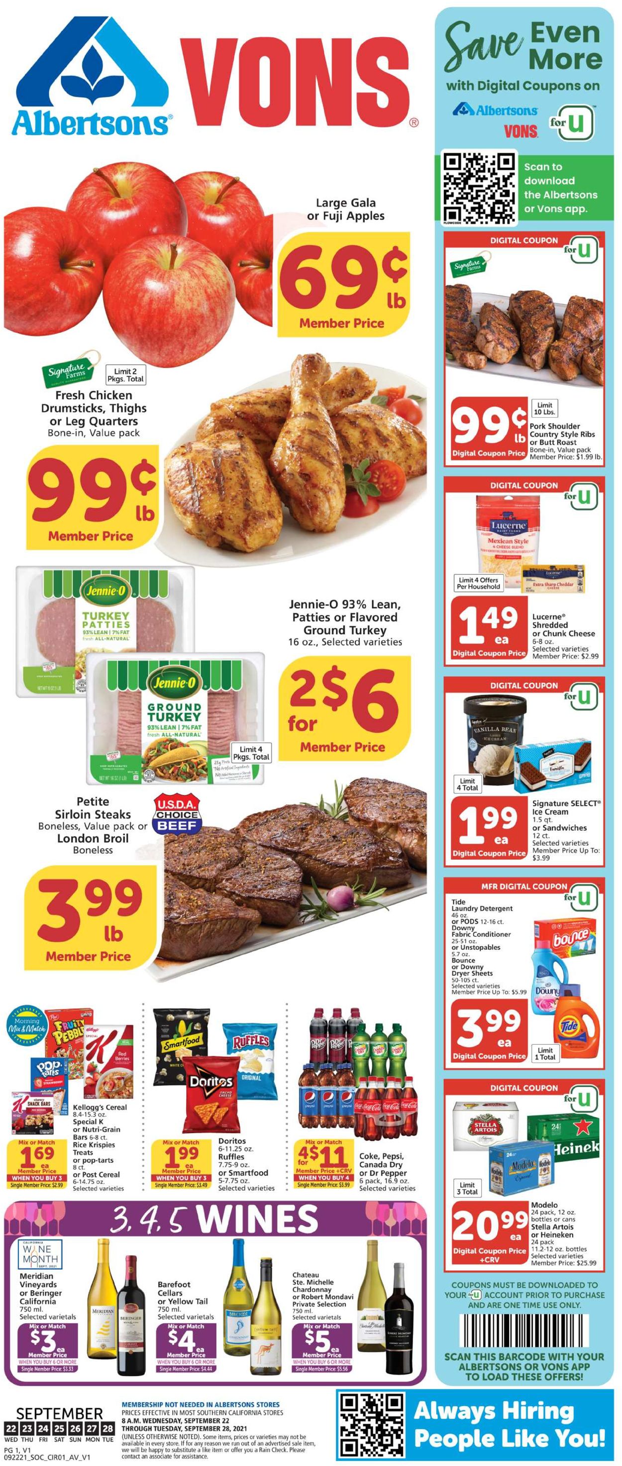 Vons Ad from 09/22/2021