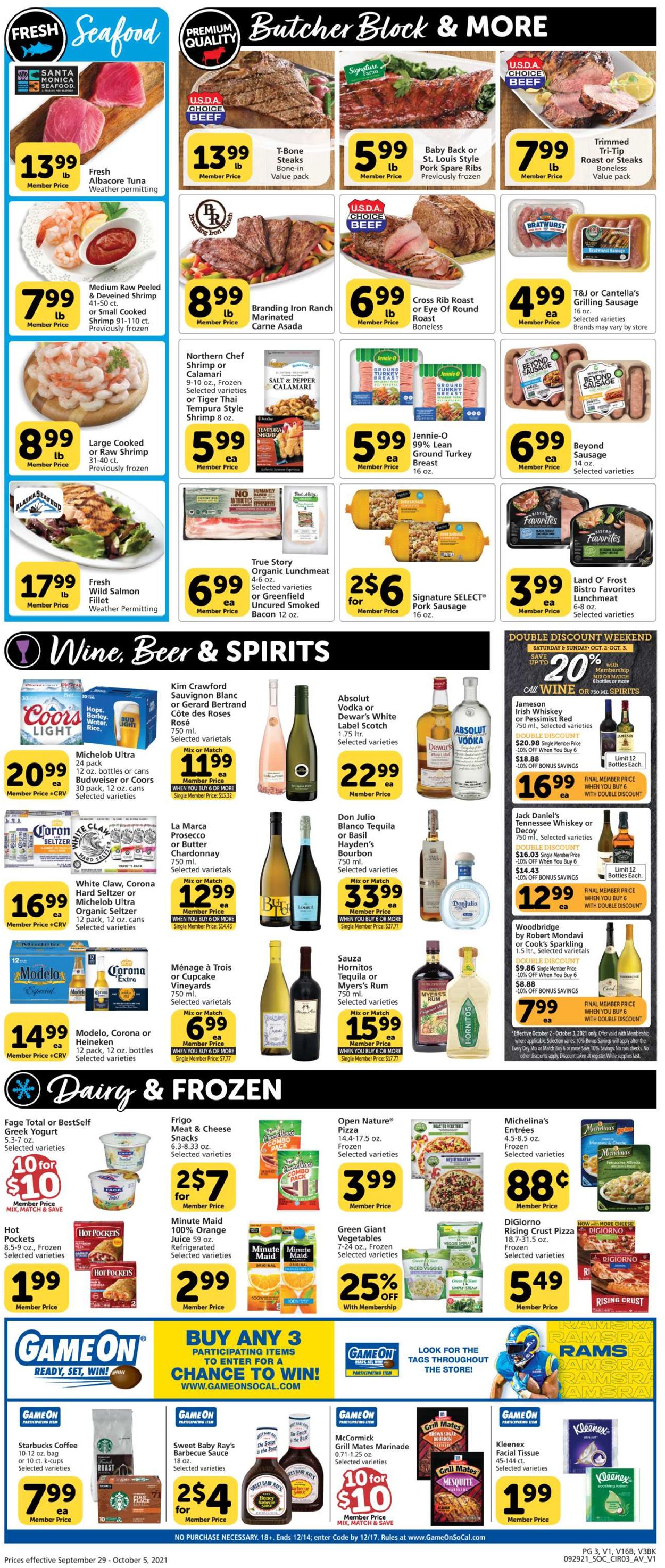 Vons Ad from 09/29/2021
