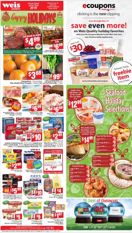 Weis Ad from 12/12/2019