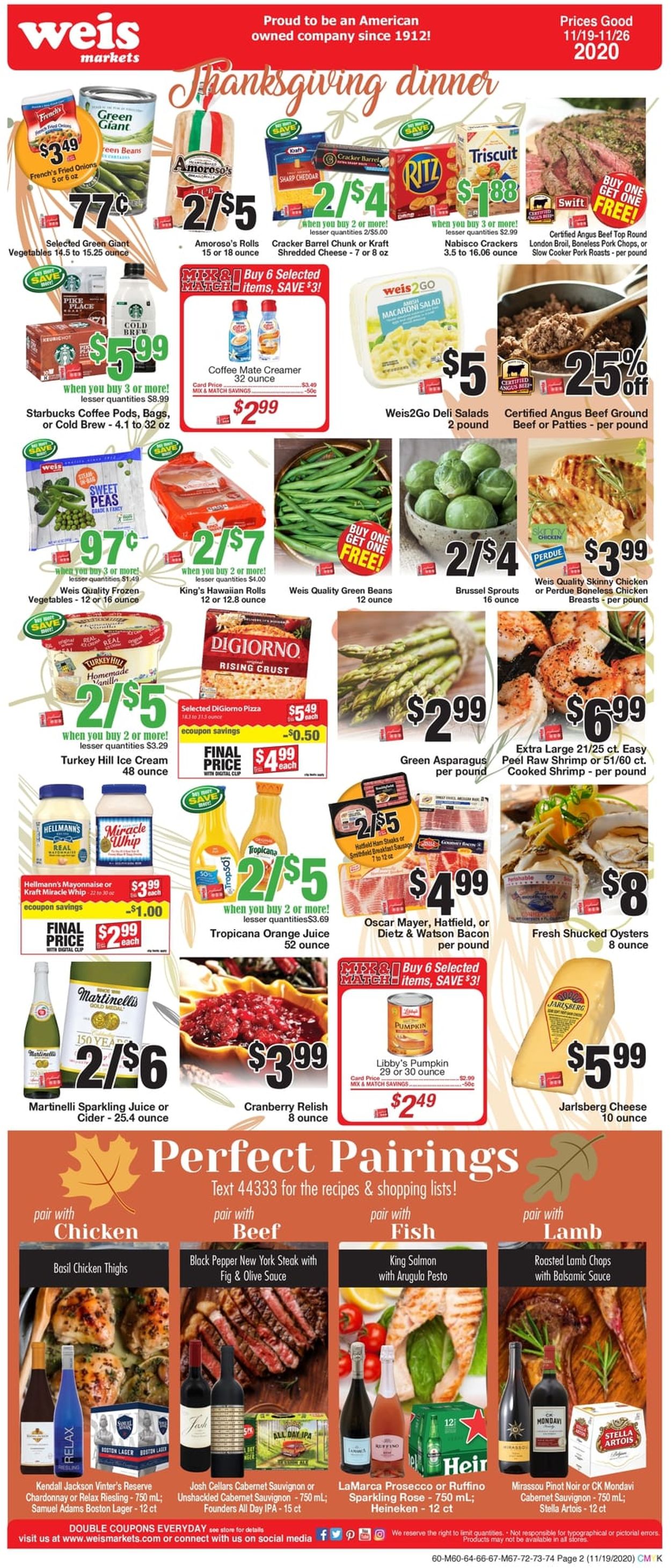 Weis Ad from 11/19/2020