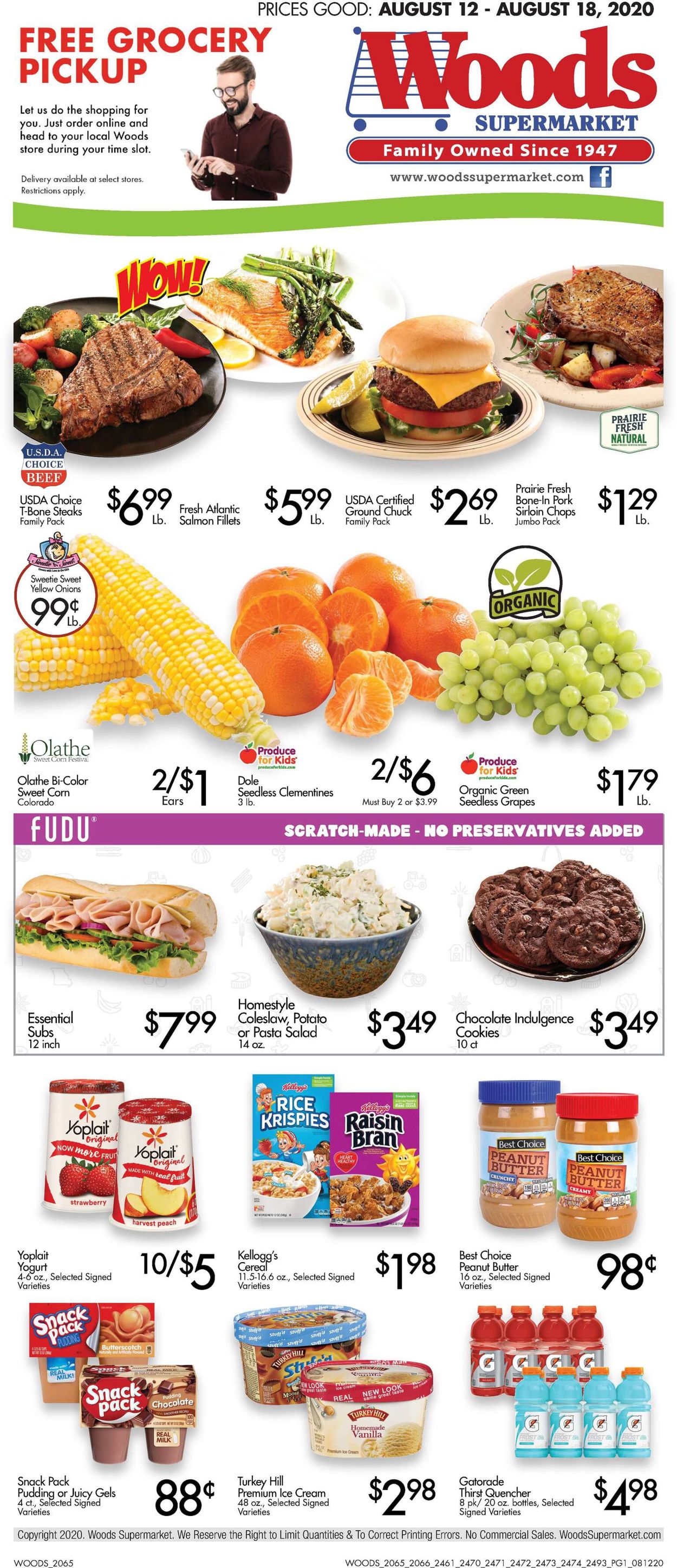 Woods Supermarket Ad from 08/12/2020