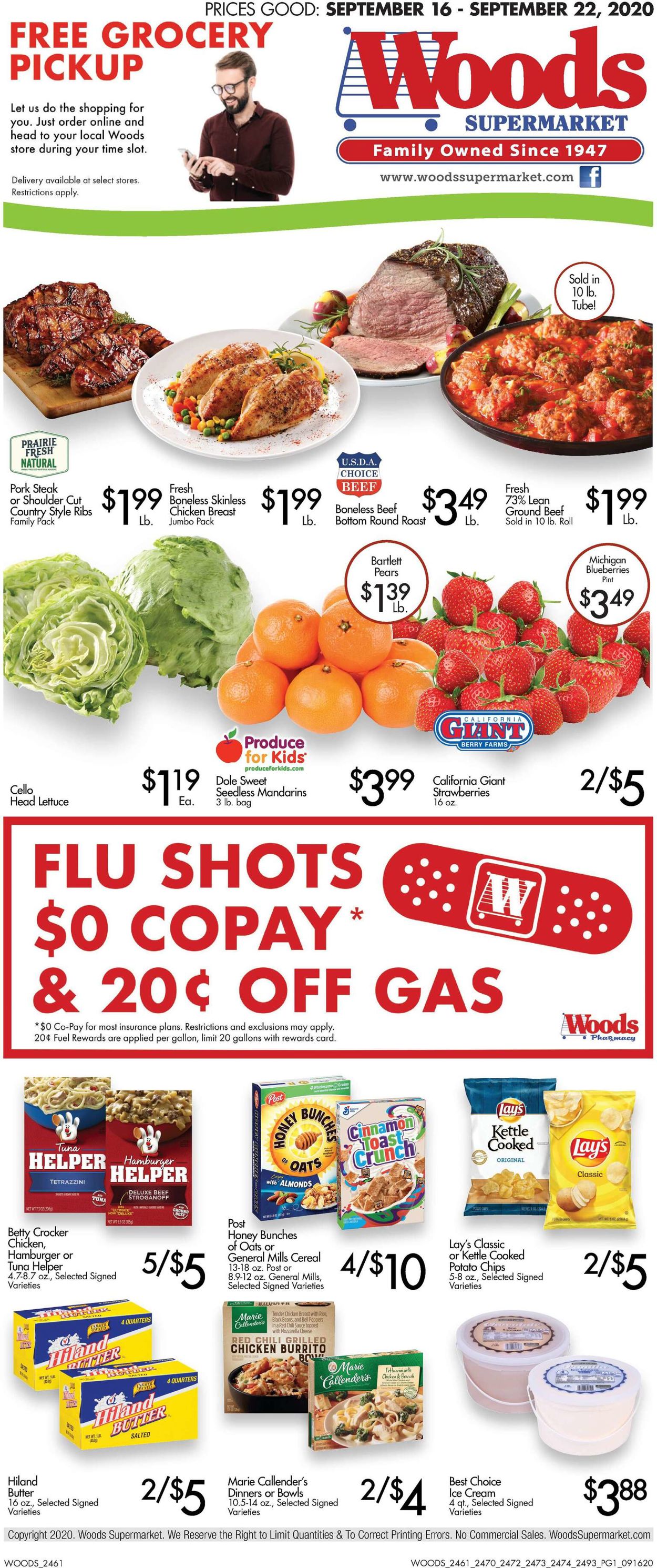 Woods Supermarket Ad from 09/16/2020