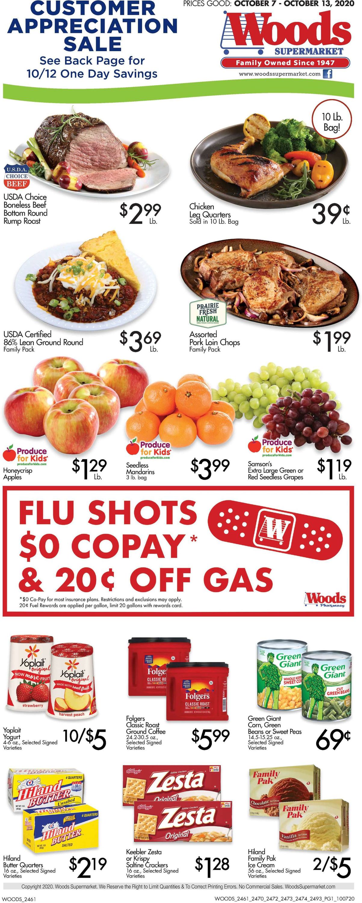 Woods Supermarket Ad from 10/07/2020