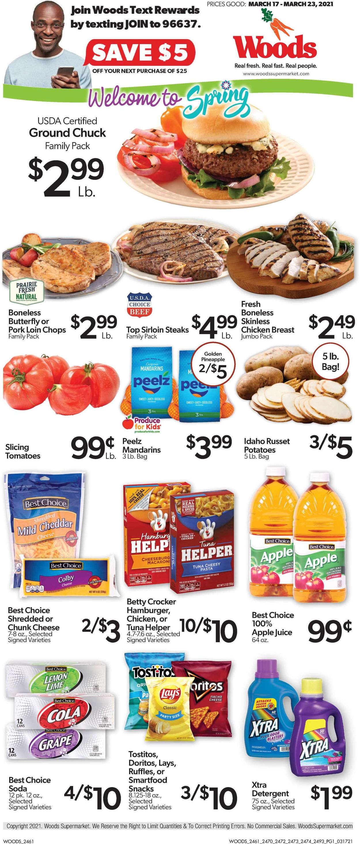 Woods Supermarket Ad from 03/17/2021