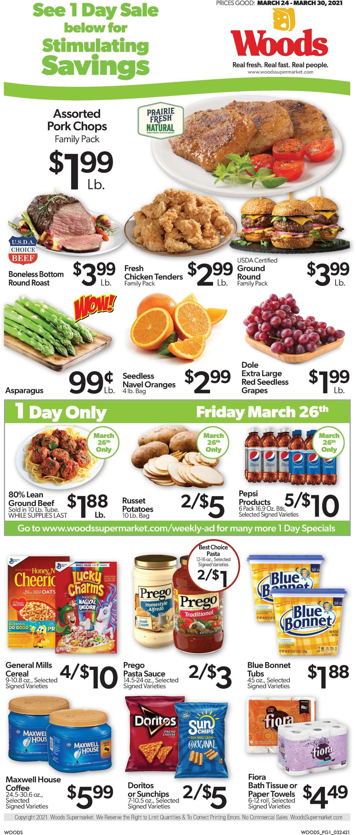 Woods Supermarket Ad from 03/24/2021