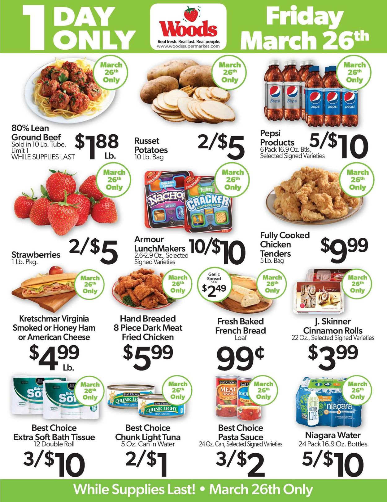Woods Supermarket Ad from 03/26/2021
