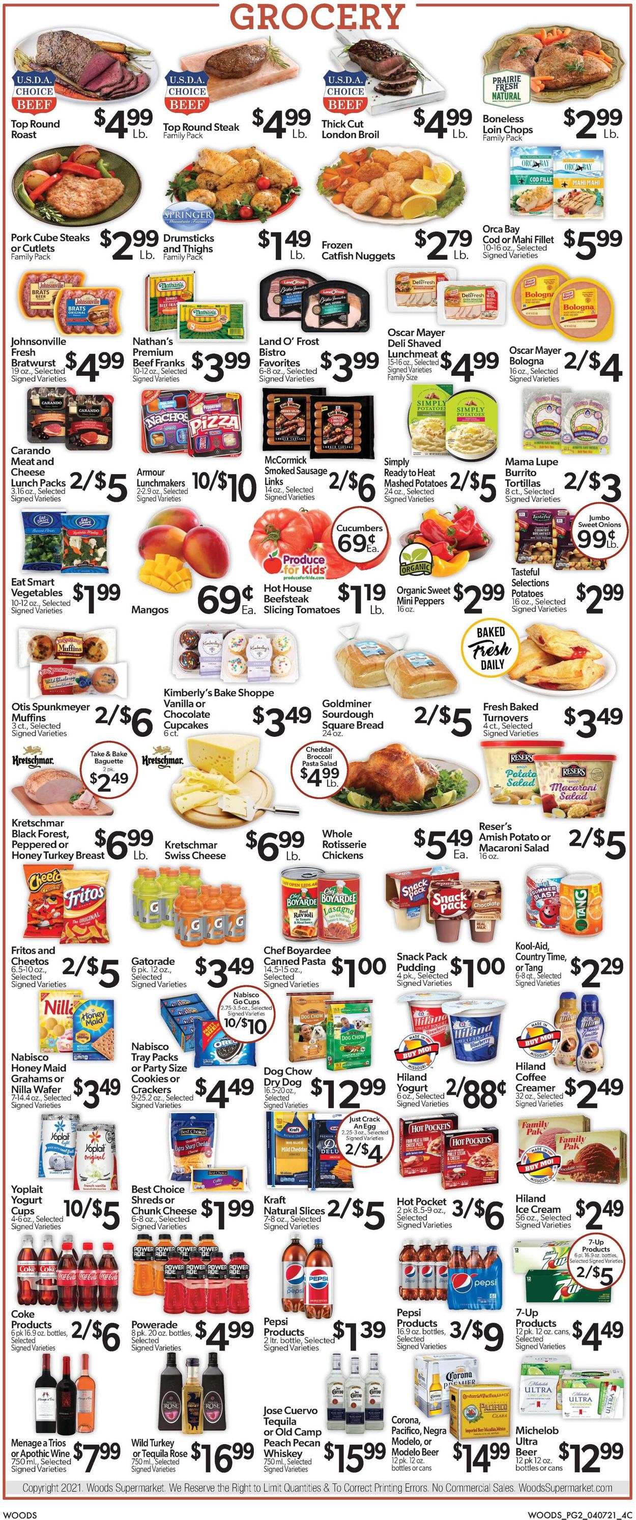 Woods Supermarket Ad from 04/07/2021