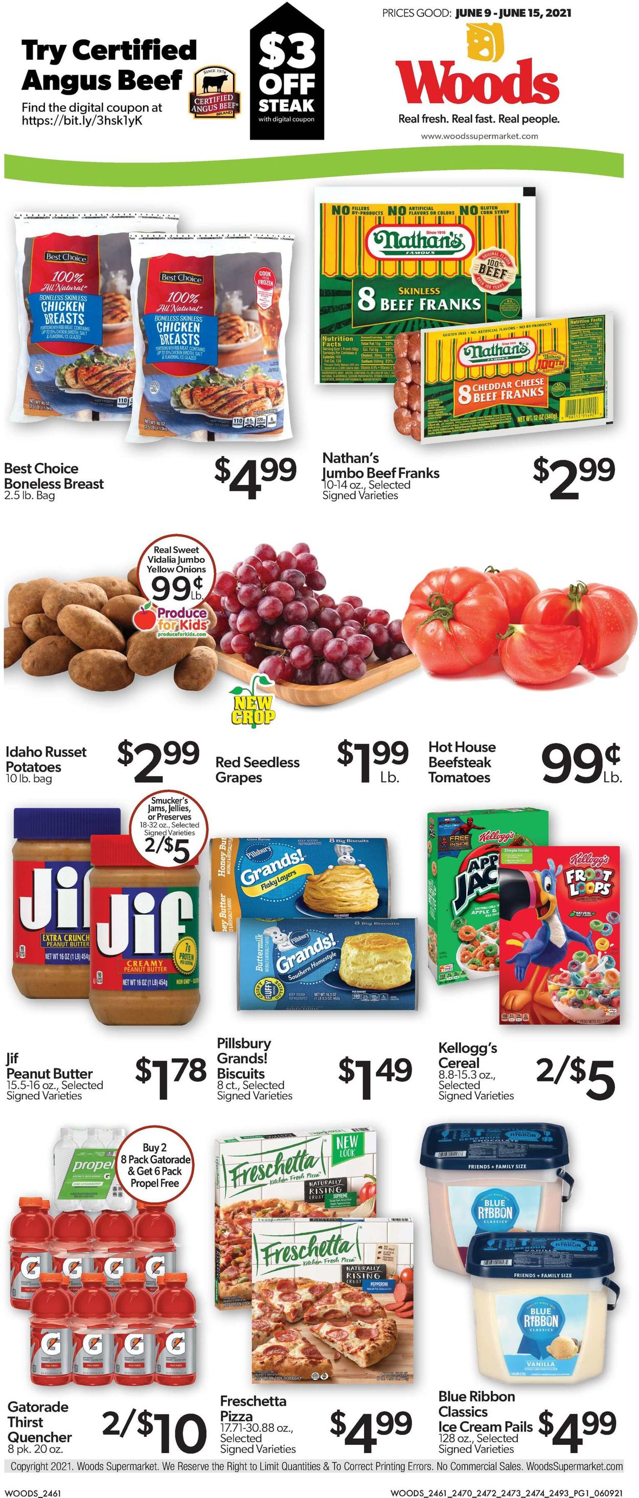 Woods Supermarket Ad from 06/09/2021