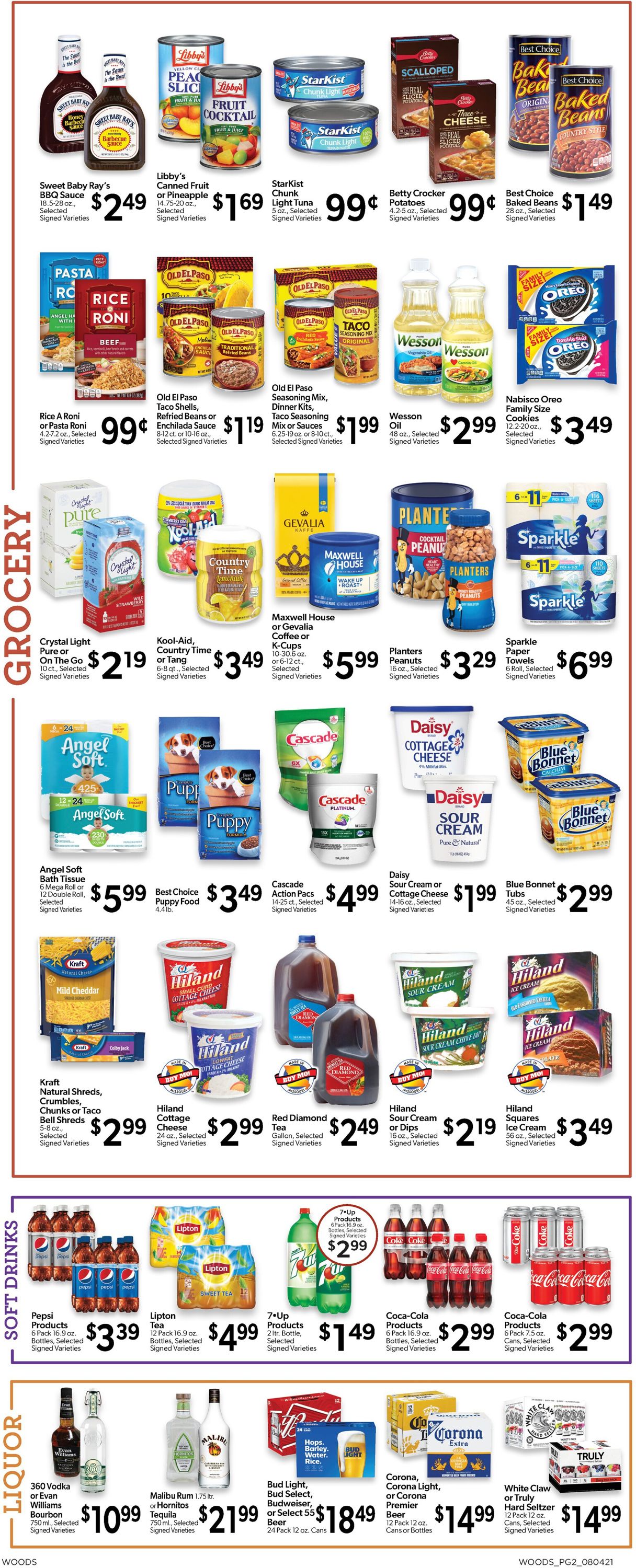 Woods Supermarket Ad from 08/04/2021