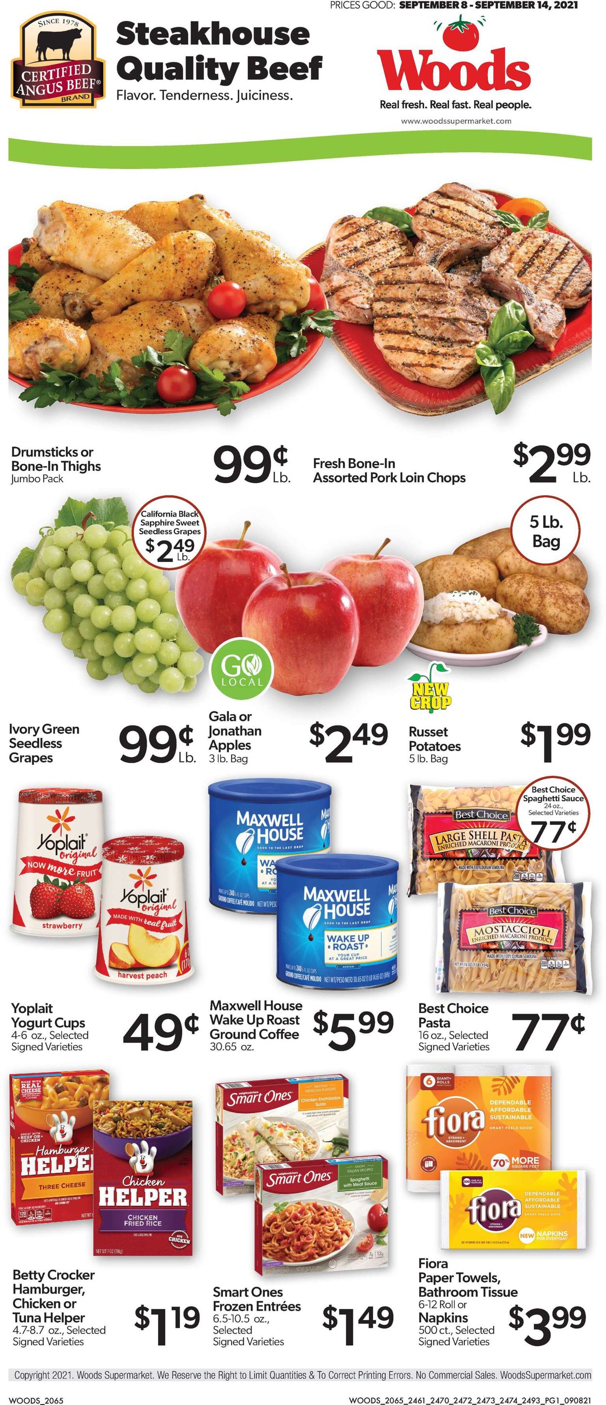 Woods Supermarket Ad from 09/08/2021