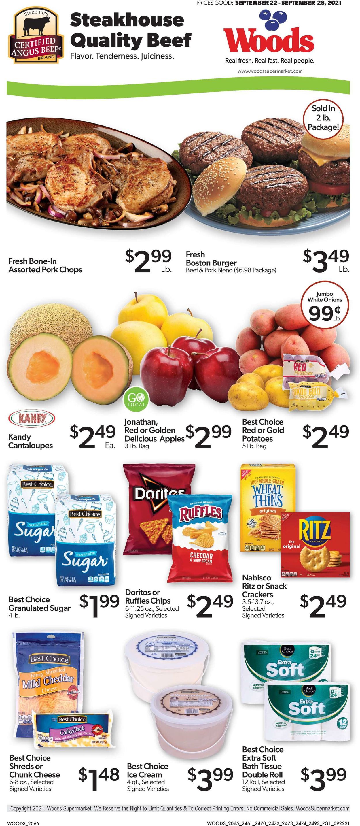 Woods Supermarket Ad from 09/22/2021