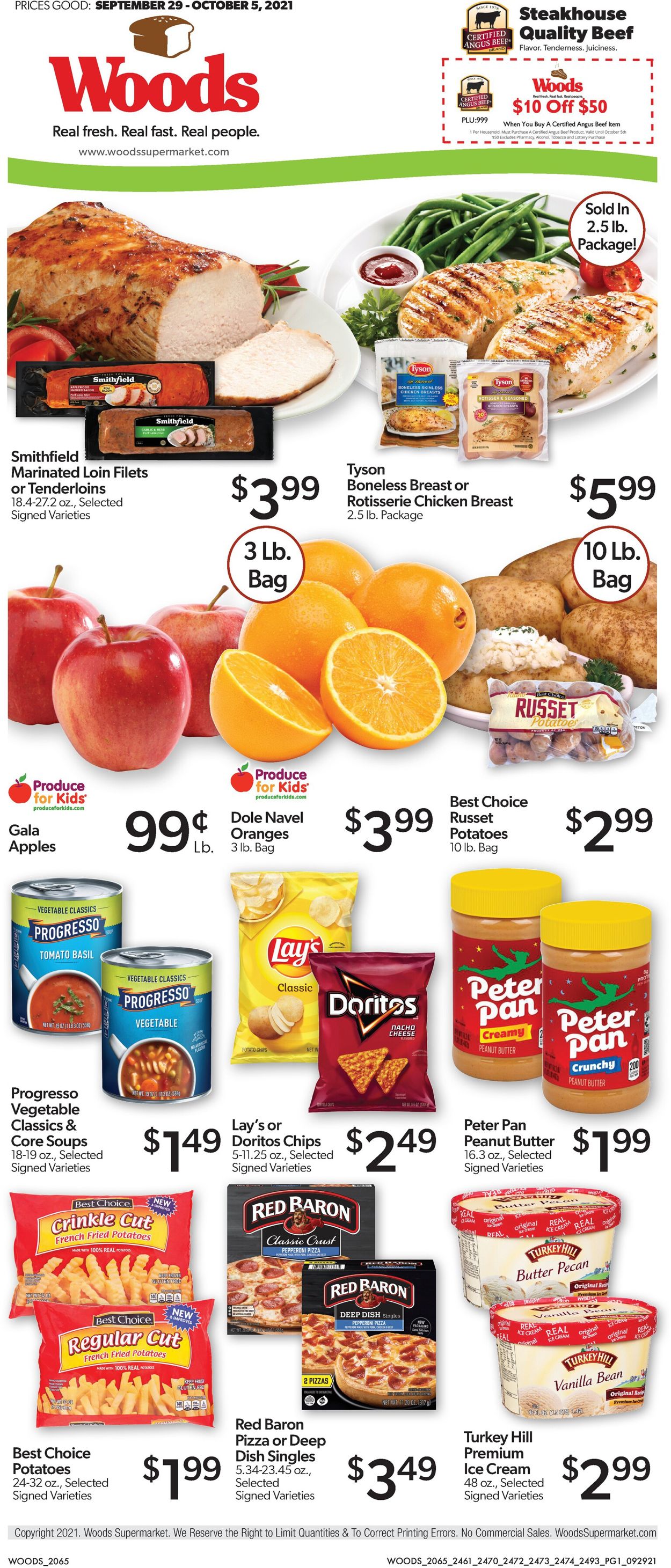 Woods Supermarket Ad from 09/29/2021