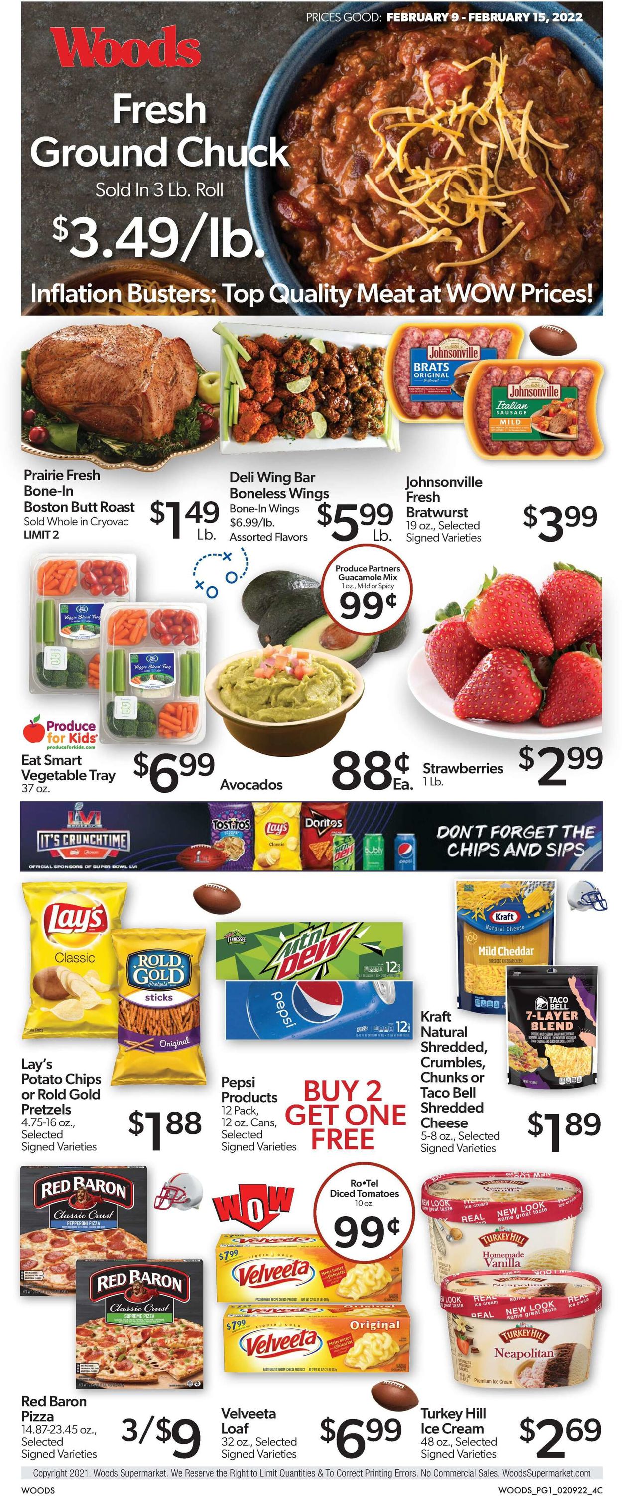 Woods Supermarket Ad from 02/09/2022