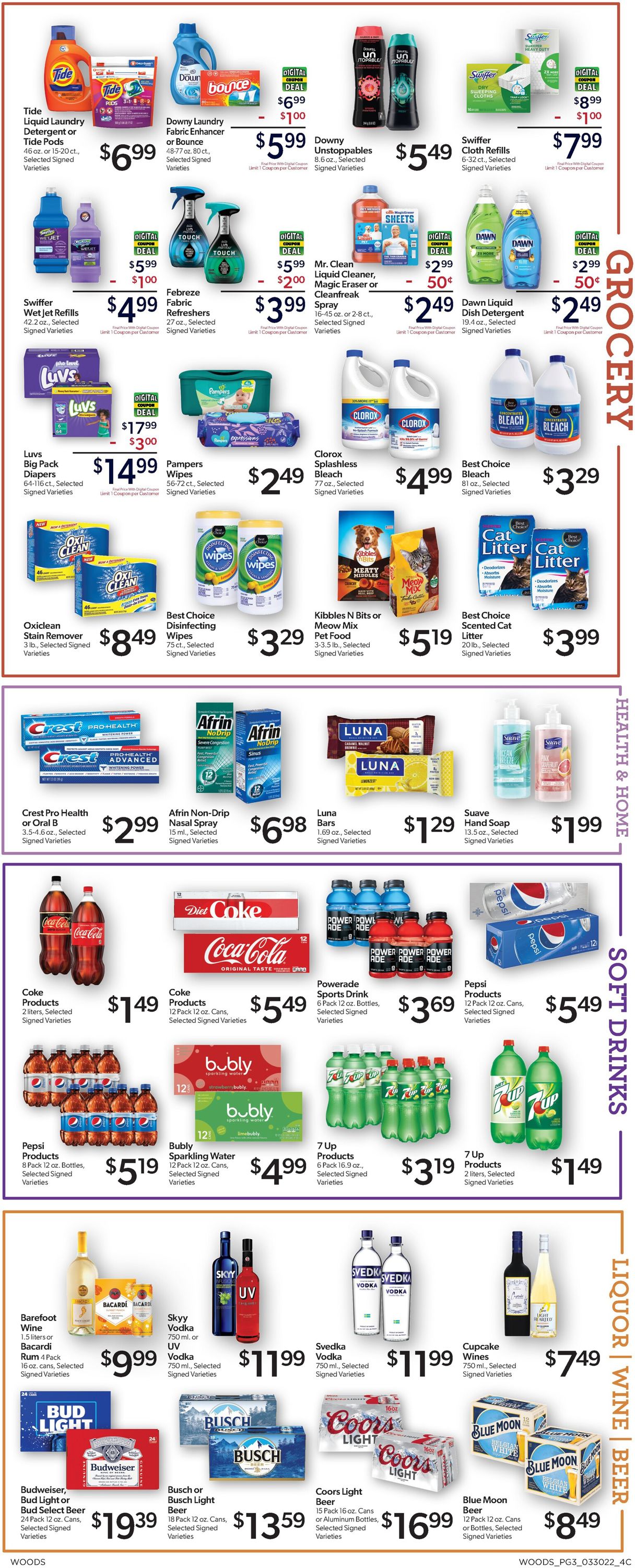 Woods Supermarket Ad from 03/30/2022