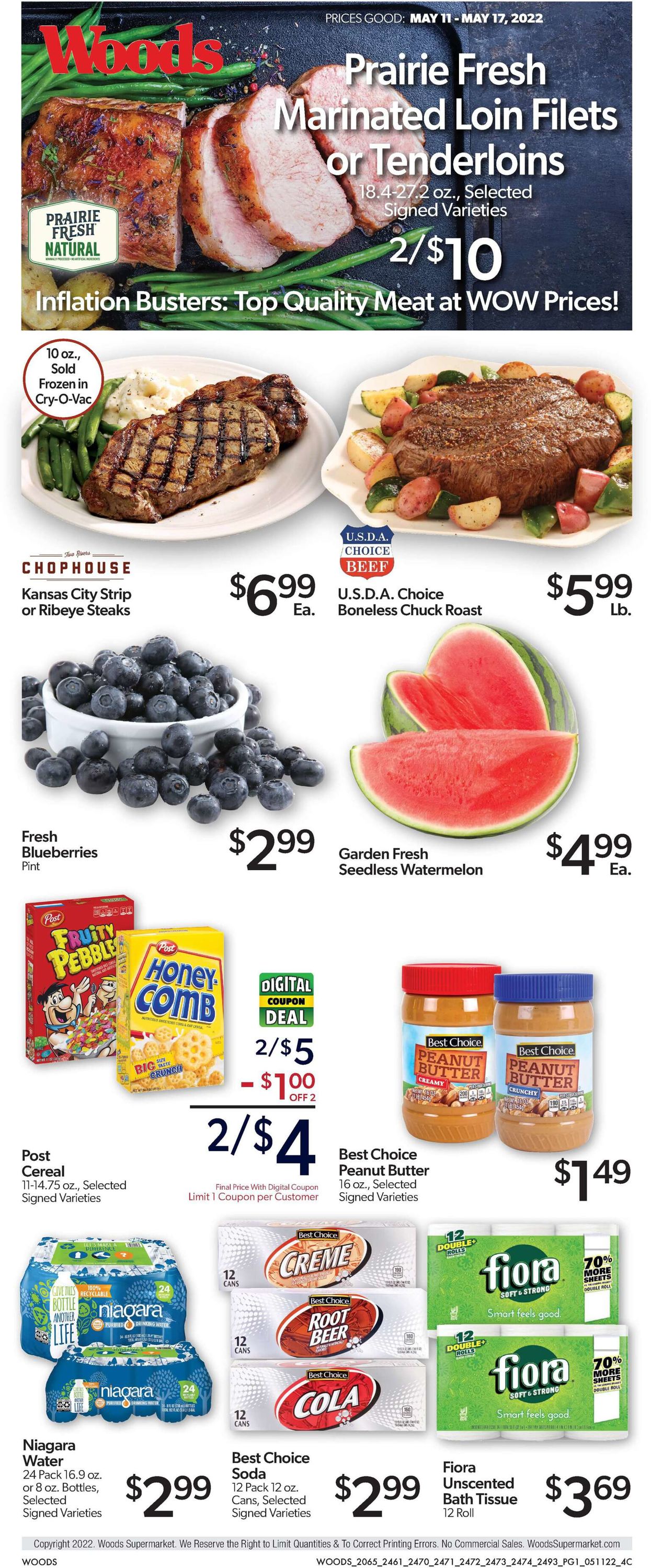 Woods Supermarket Ad from 05/11/2022