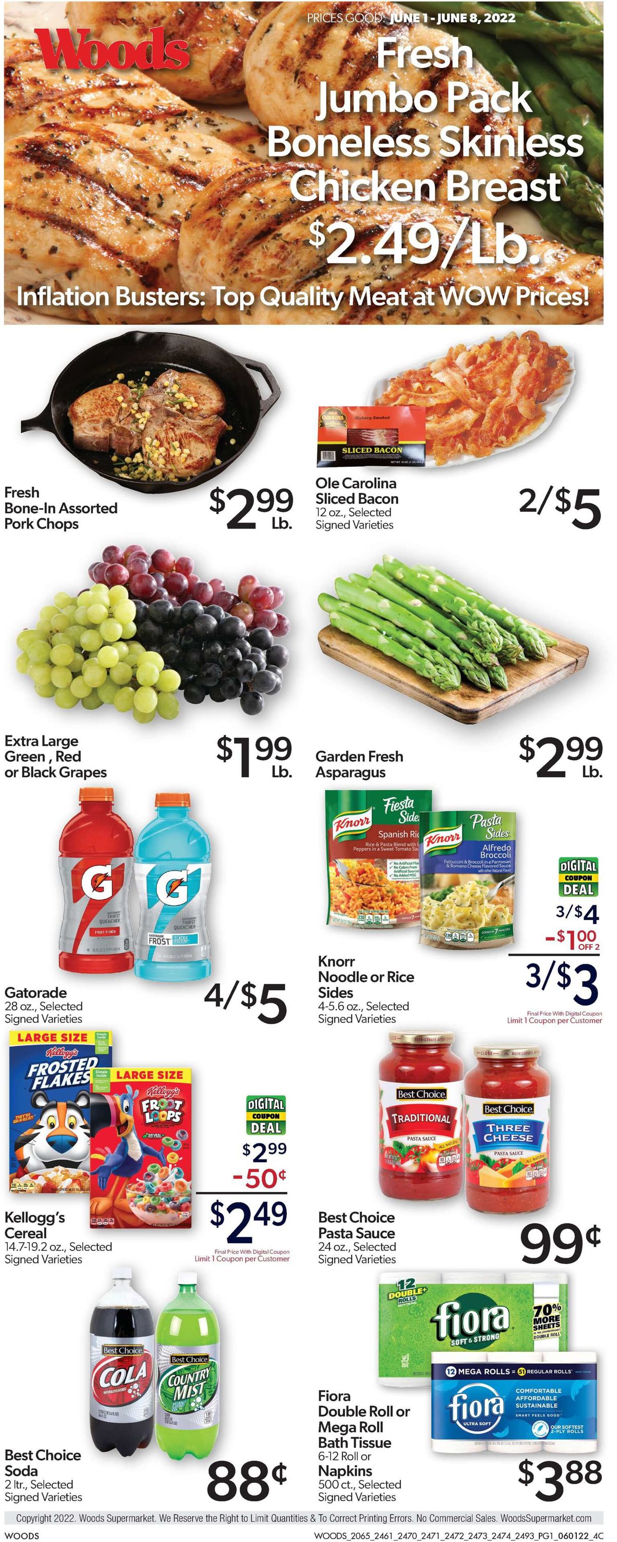 Woods Supermarket Ad from 06/01/2022