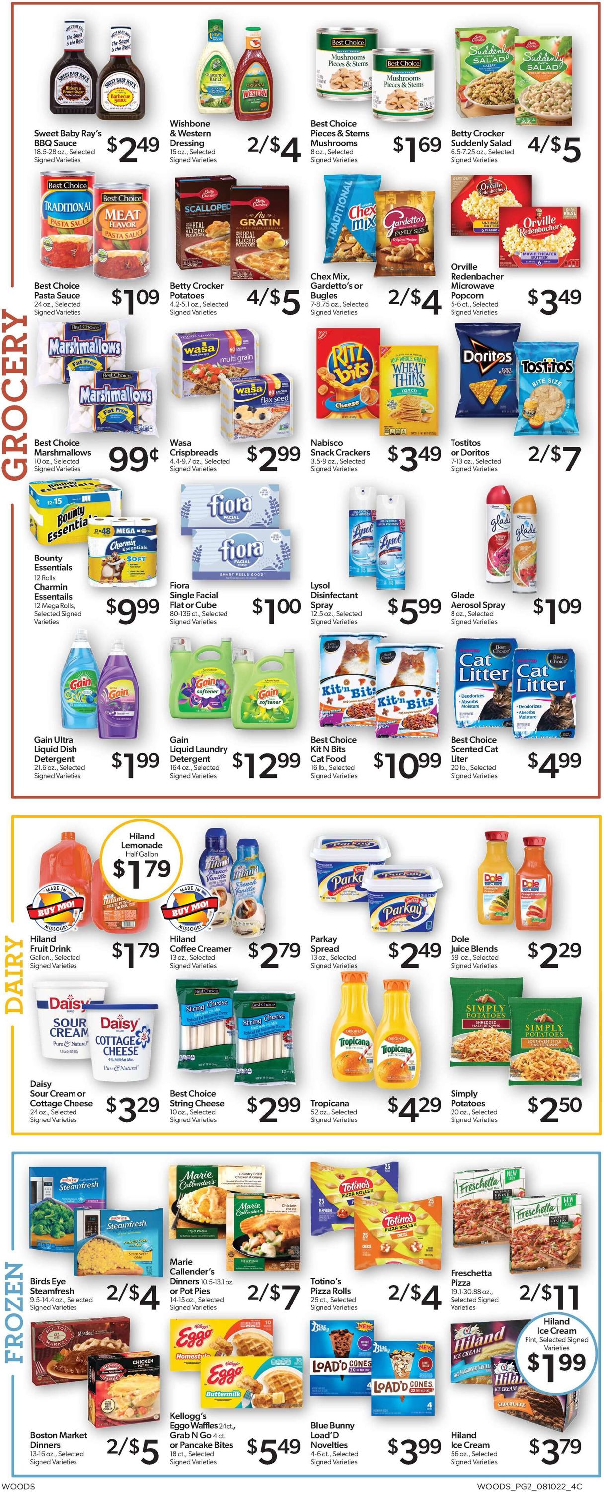 Woods Supermarket Ad from 08/10/2022