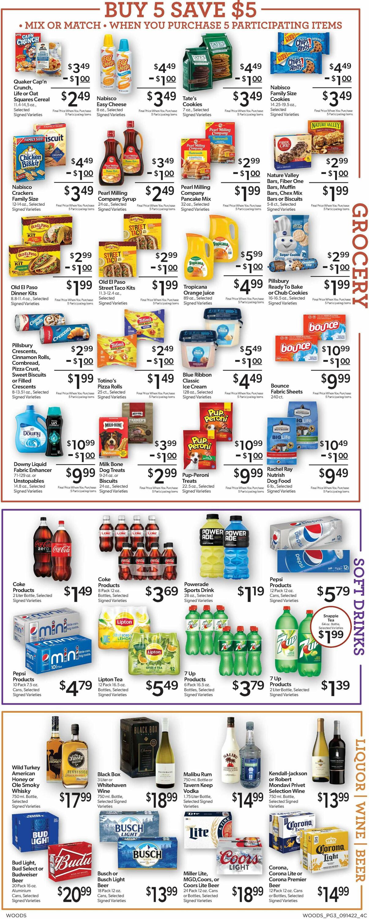 Woods Supermarket Ad from 09/14/2022
