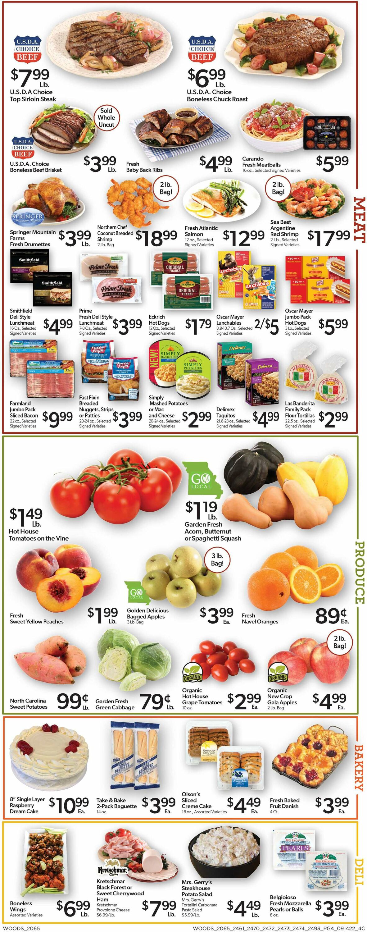 Woods Supermarket Ad from 09/14/2022
