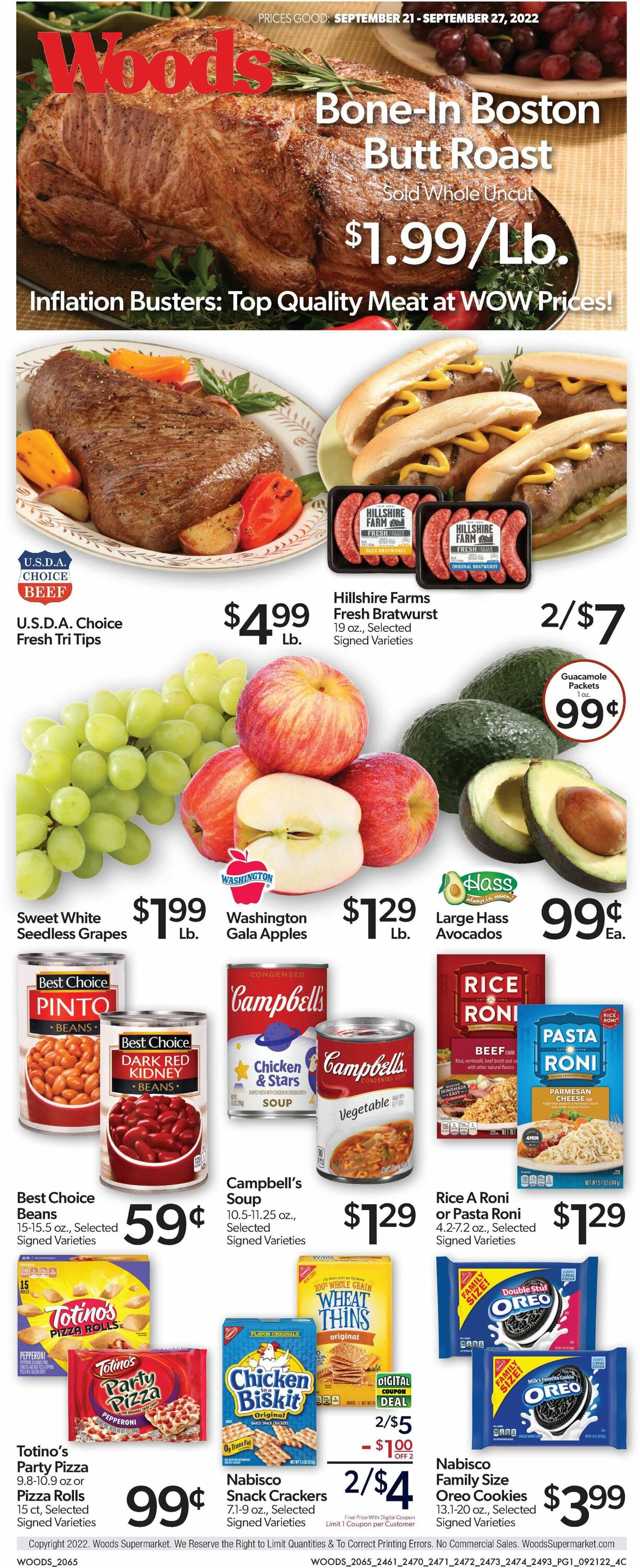 Woods Supermarket Ad from 09/21/2022