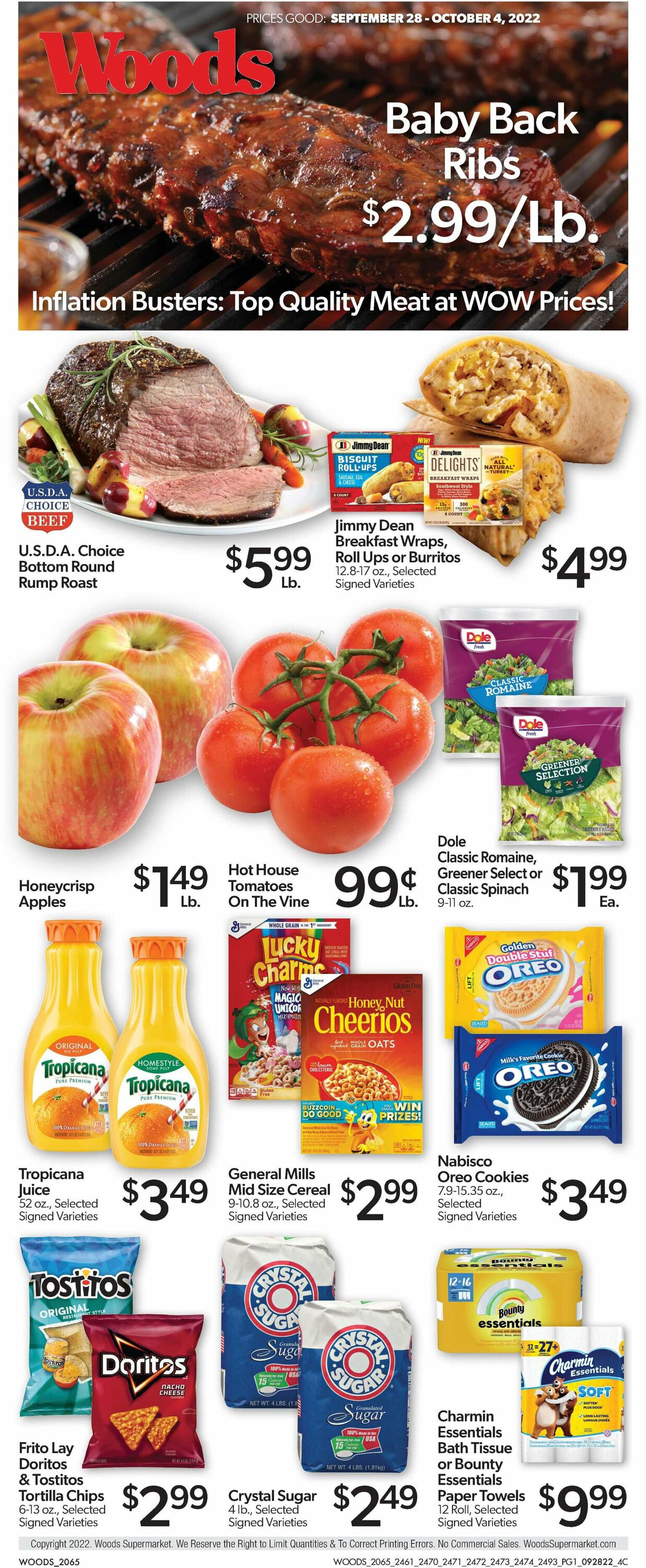 Woods Supermarket Ad from 09/28/2022